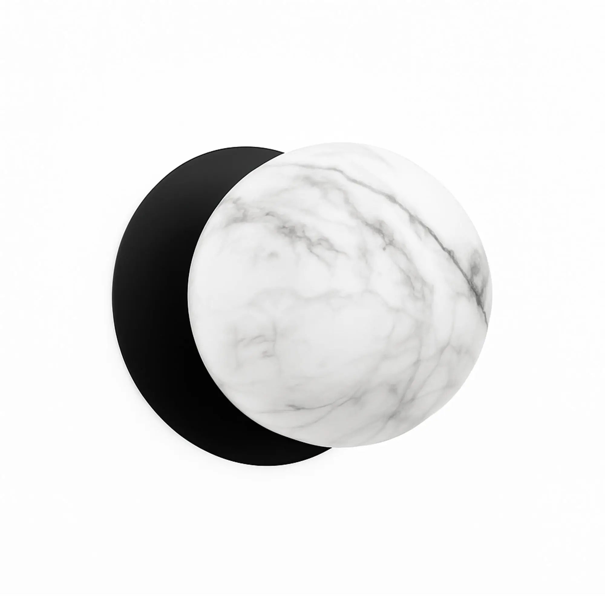 Odessa Marble Opal Glass LED Wall Light with Black Base - White/Large