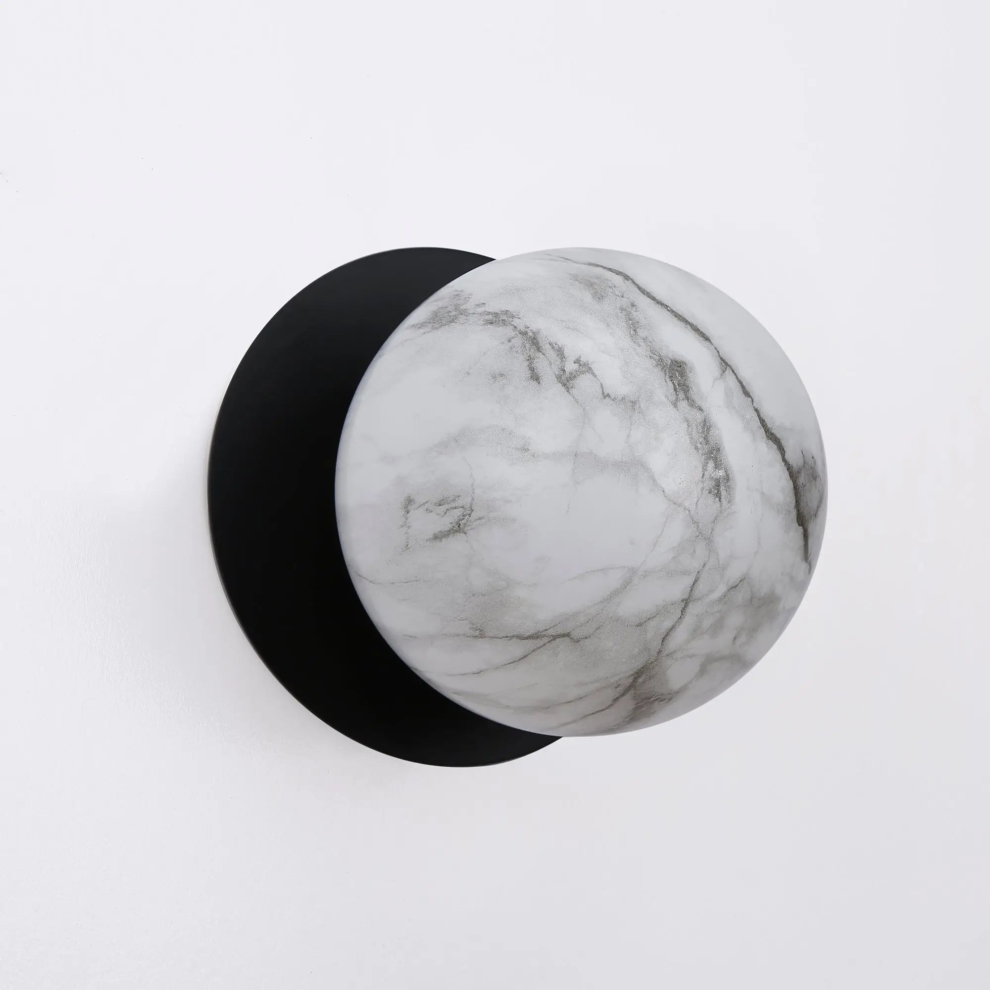 Odessa Marble Opal Glass LED Wall Light with Black Base - Warm White/Large