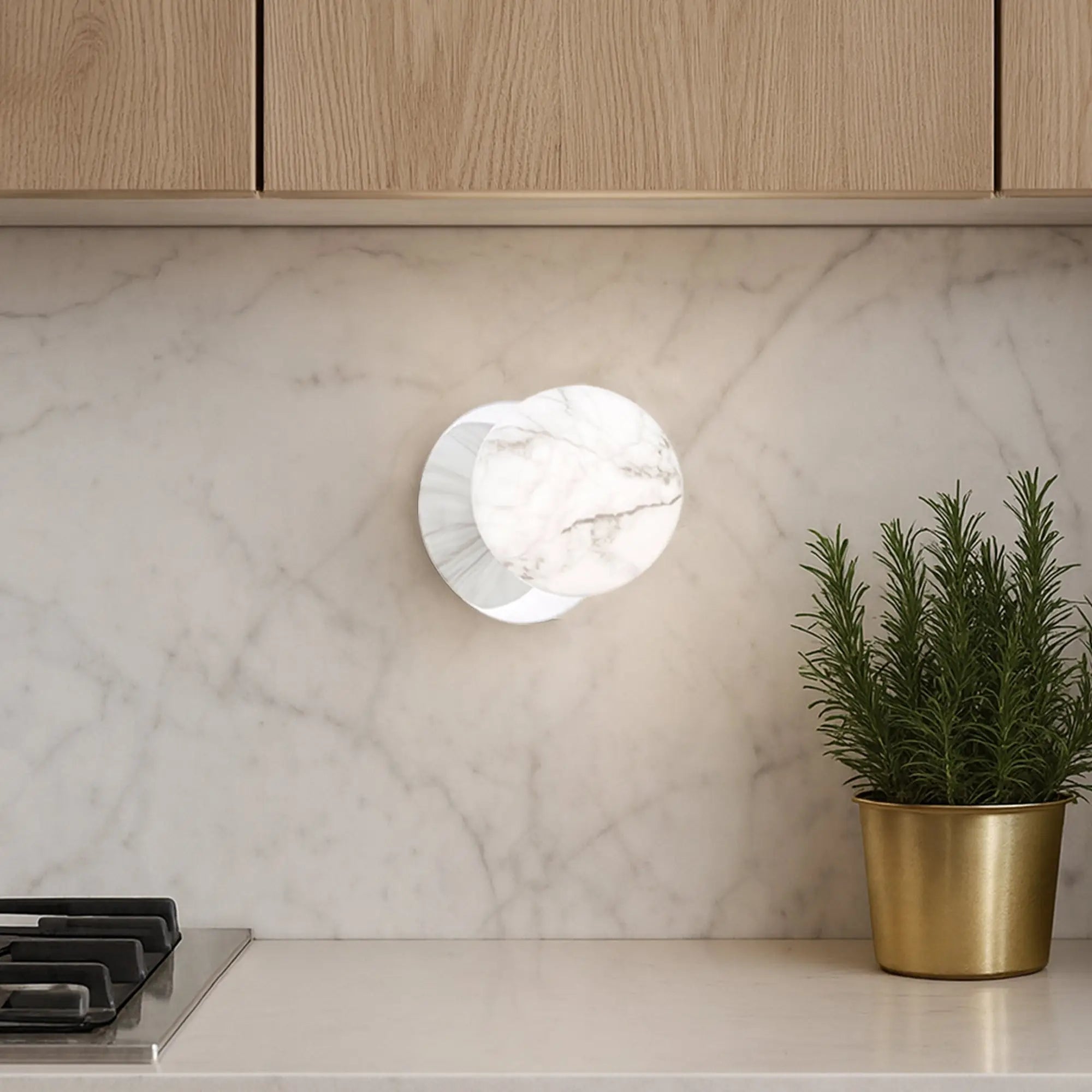 Odessa Marble Opal Glass LED Wall Light with Chrome Base - White/Small