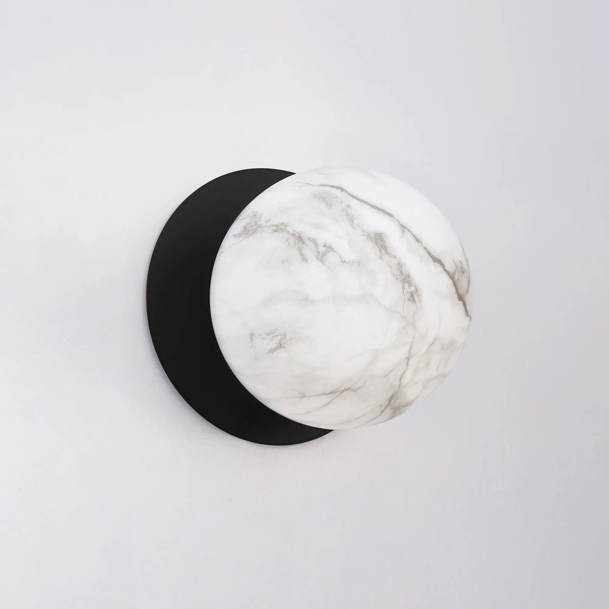Odessa Marble Opal Glass LED Wall Light with Black Base - White/Small