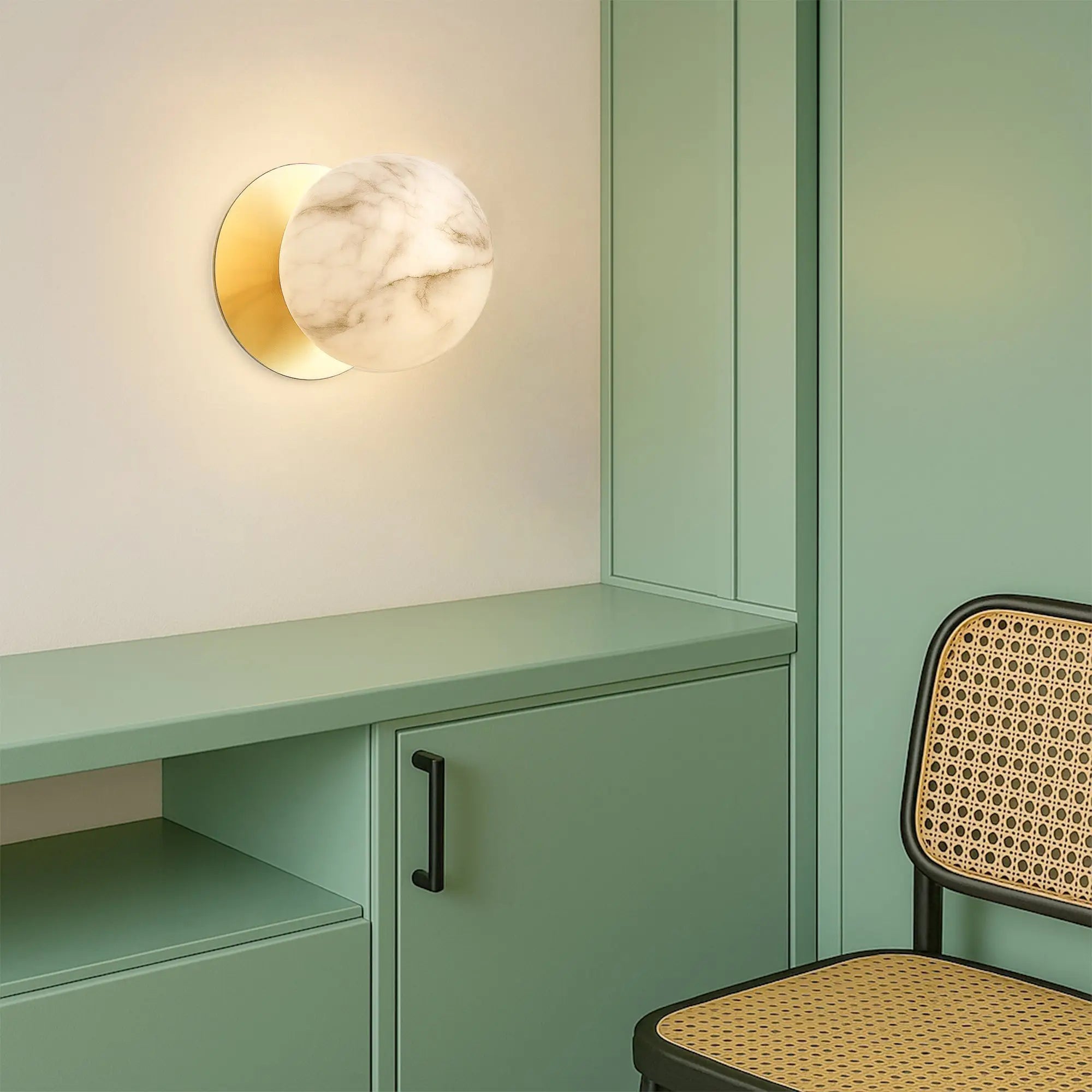 Odessa Marble Opal Glass LED Wall Light with Gold Base - Warm White/Large