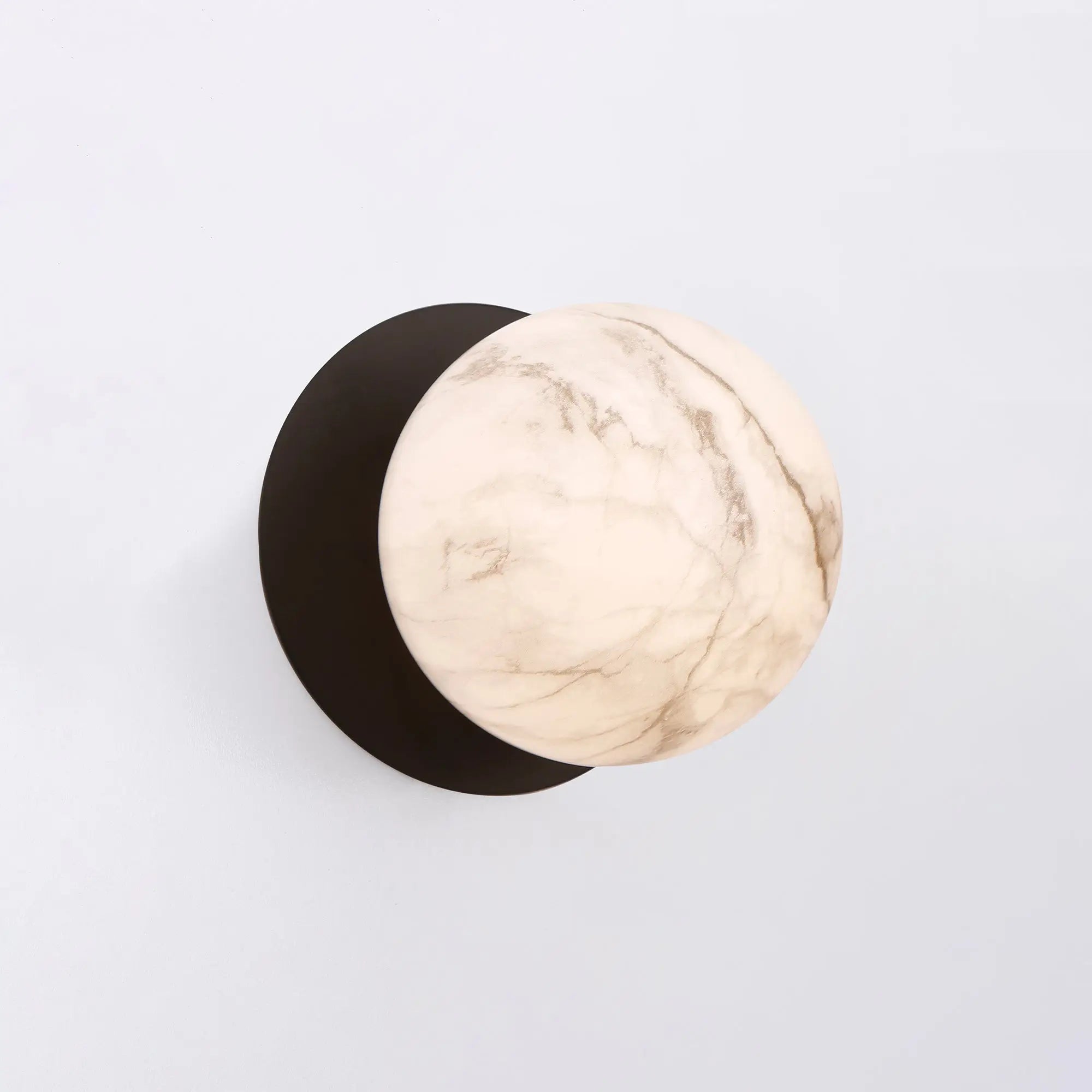 Odessa Marble Opal Glass LED Wall Light with Black Base - Warm White/Small