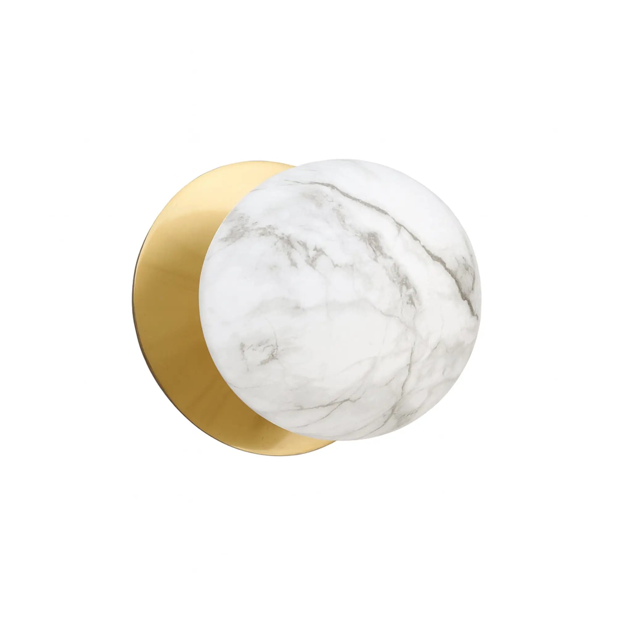 Odessa Marble Opal Glass LED Wall Light with Brass Base - White/Small