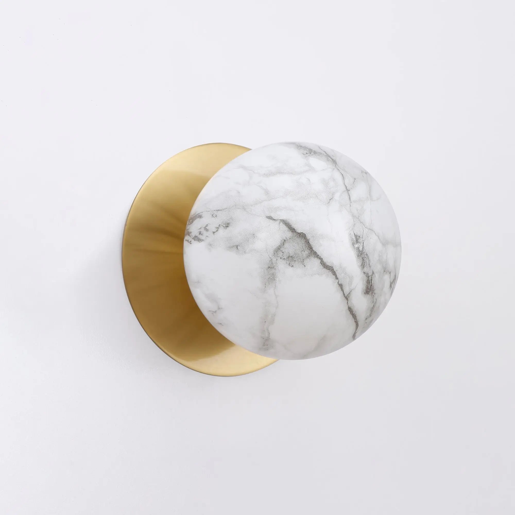 Odessa Marble Opal Glass LED Wall Light with Brass Base - Warm White/Small