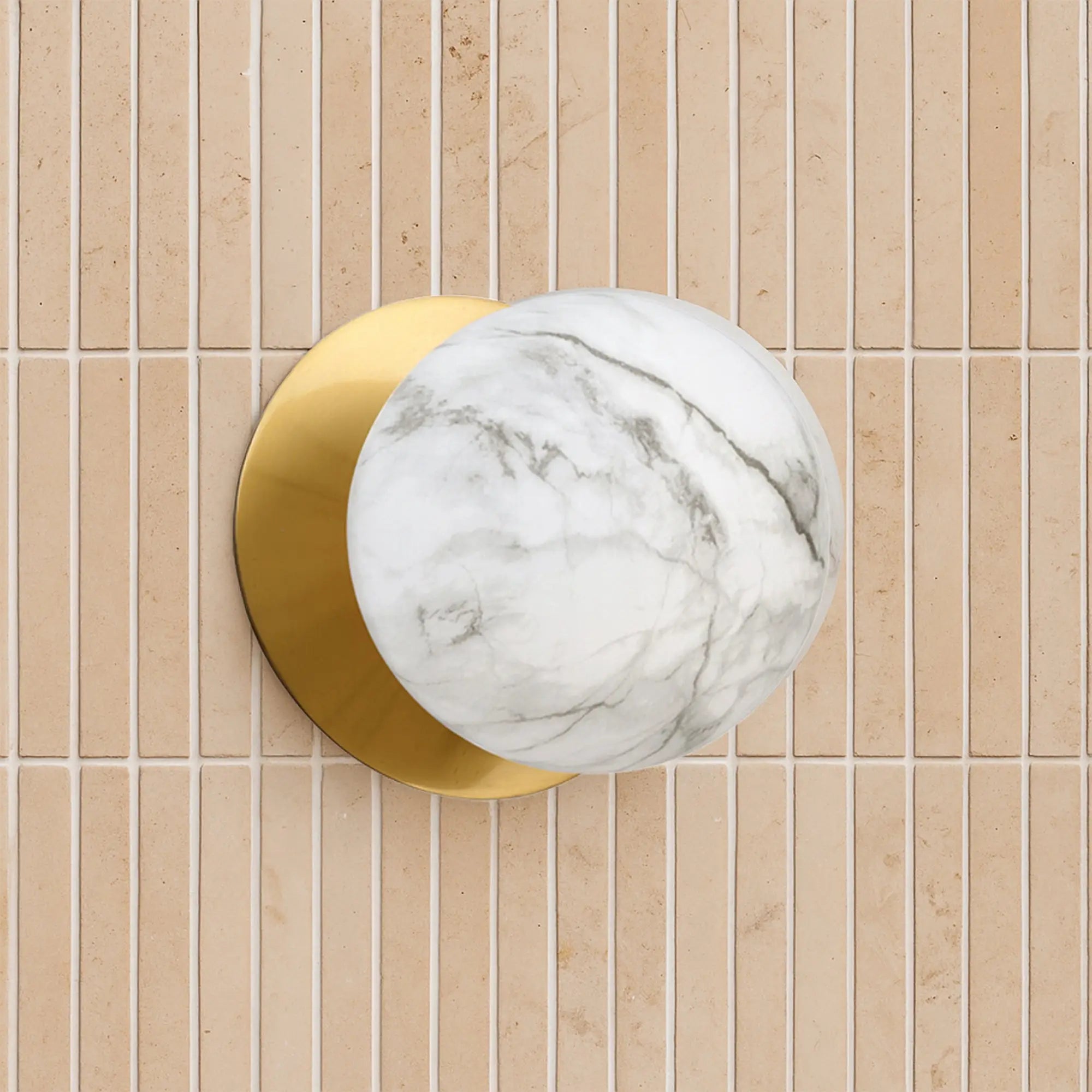 Odessa Marble Opal Glass LED Wall Light with Brass Base - White/Small