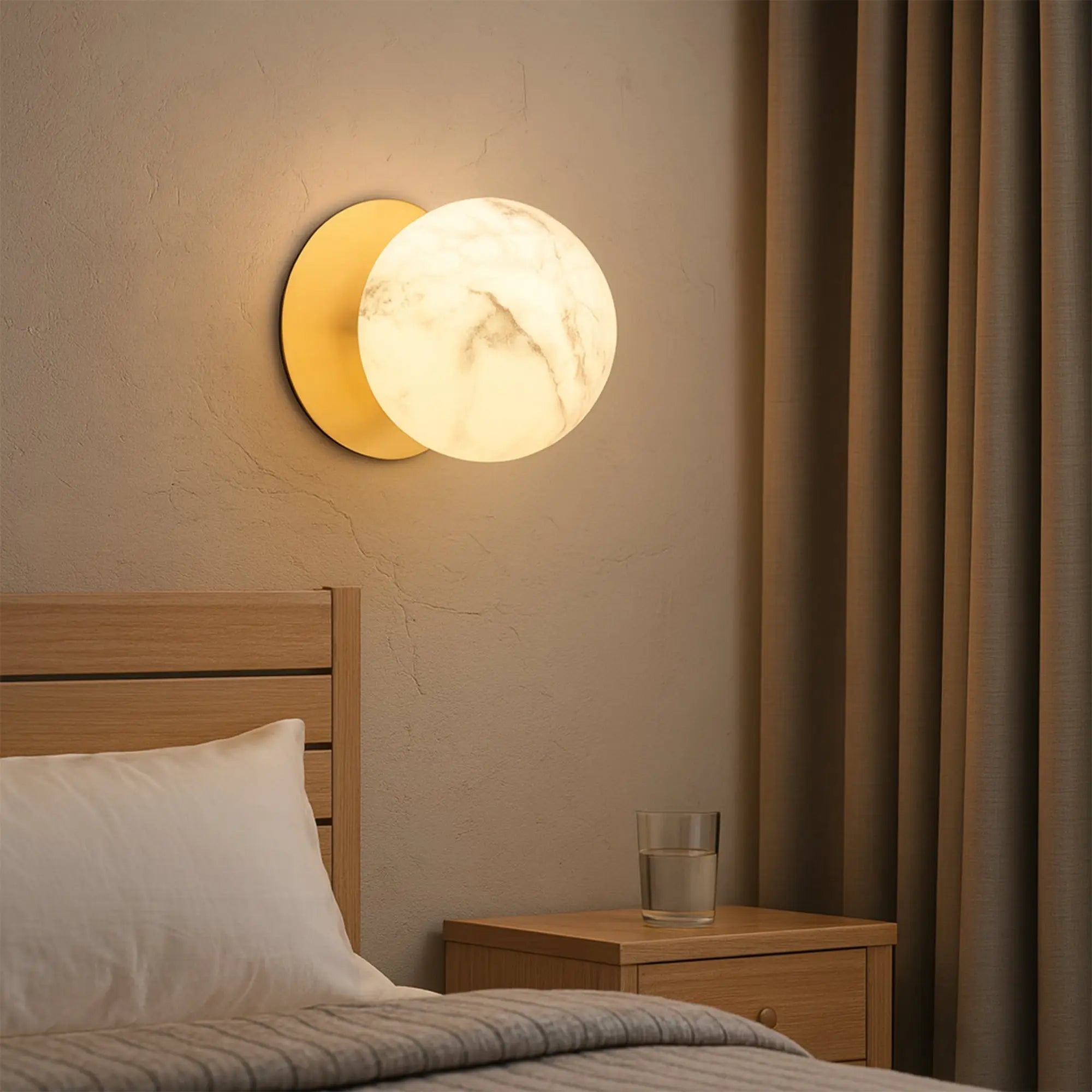 Odessa Marble Opal Glass LED Wall Light with Brass Base - Warm White/Large
