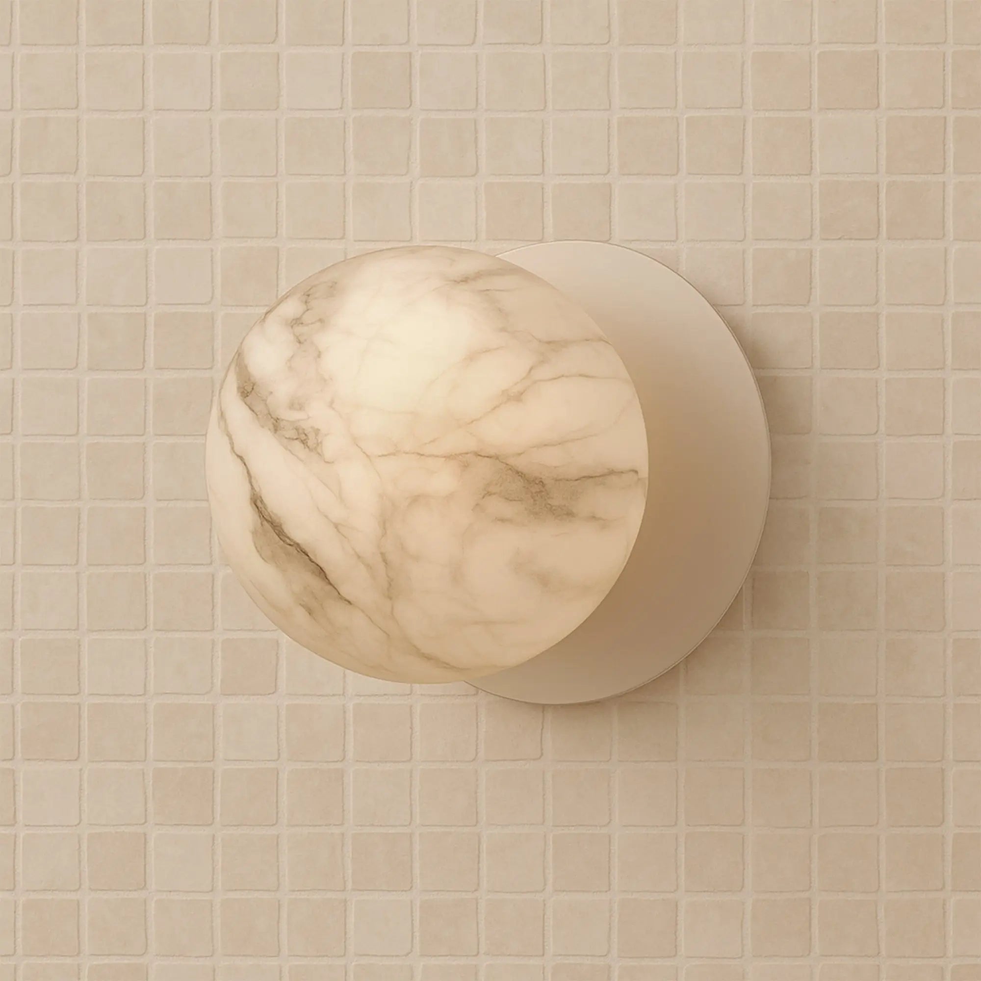 Odessa Marble Opal Glass LED Wall Light with White Base - Warm White/Small
