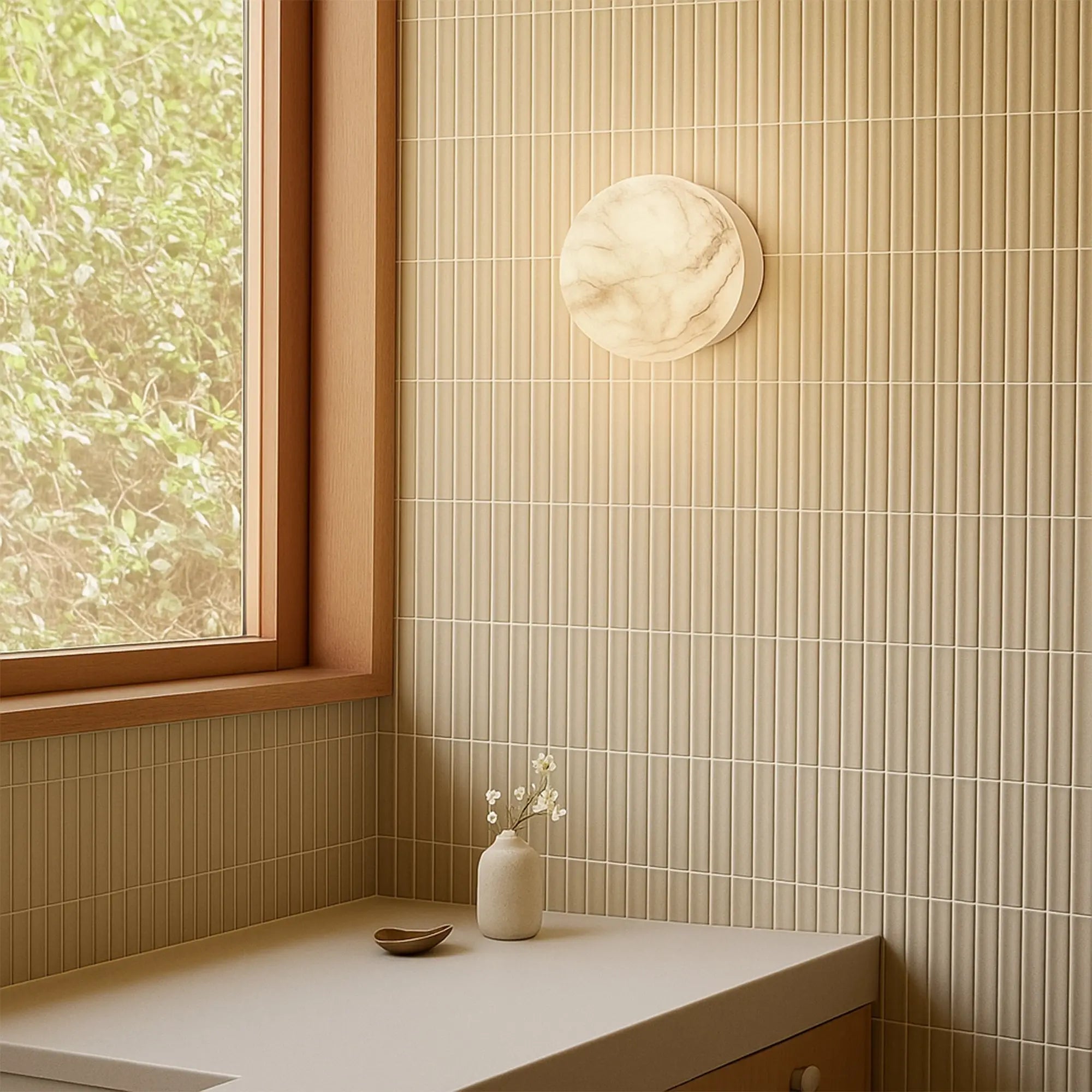 Odessa Marble Opal Glass LED Wall Light with White Base - Warm White/Small