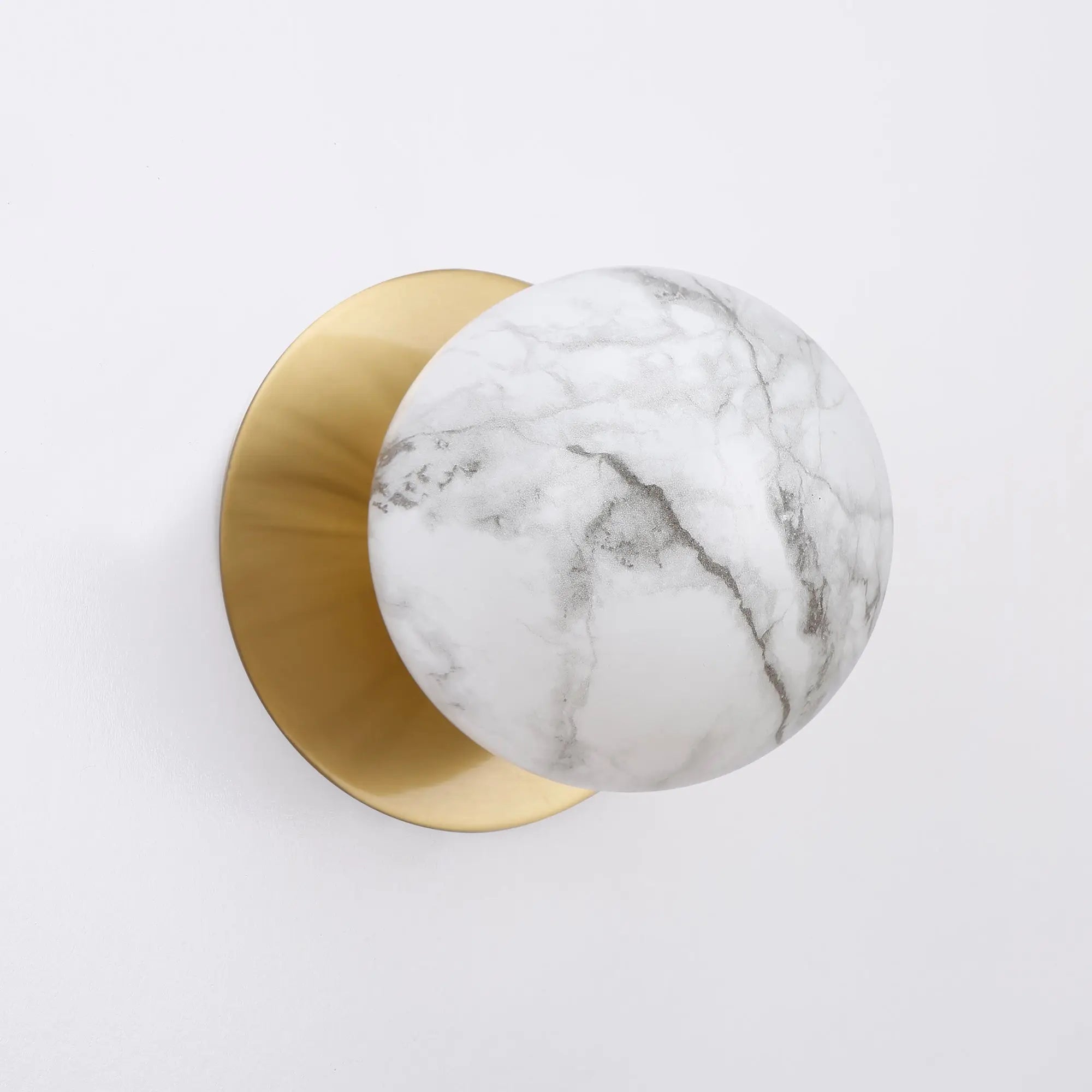 Odessa Marble Opal Glass LED Wall Light with Brass Base - Warm White/Large