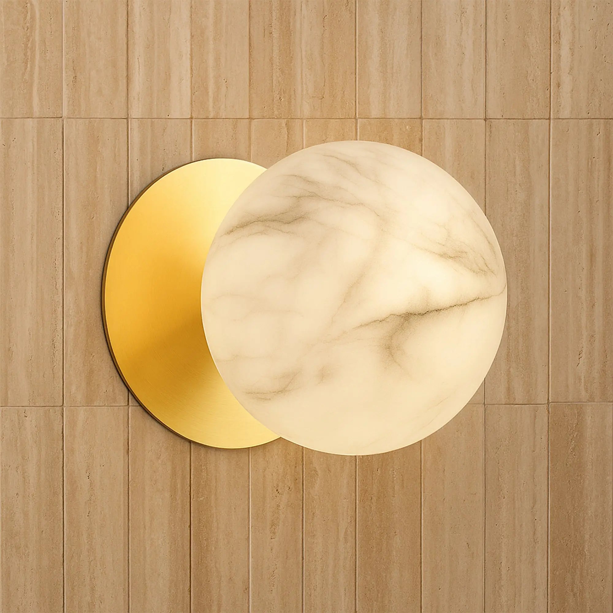 Odessa Marble Opal Glass LED Wall Light with Gold Base - Warm White/Large