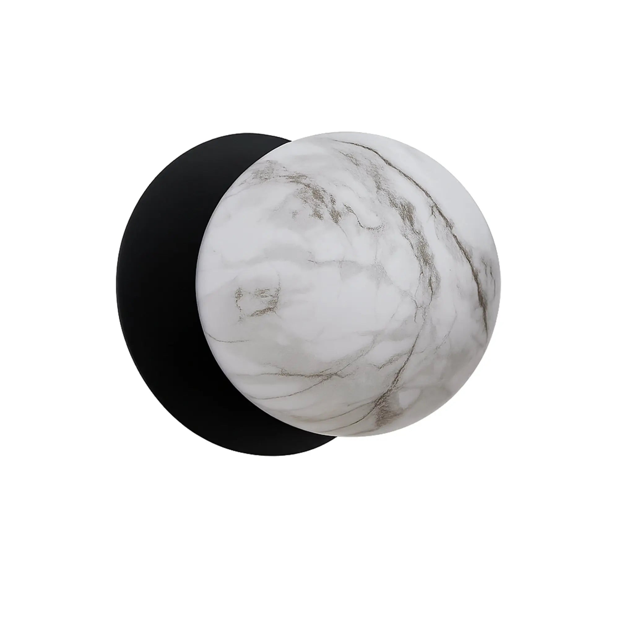 Odessa Marble Opal Glass LED Wall Light with Black Base - Warm White/Large