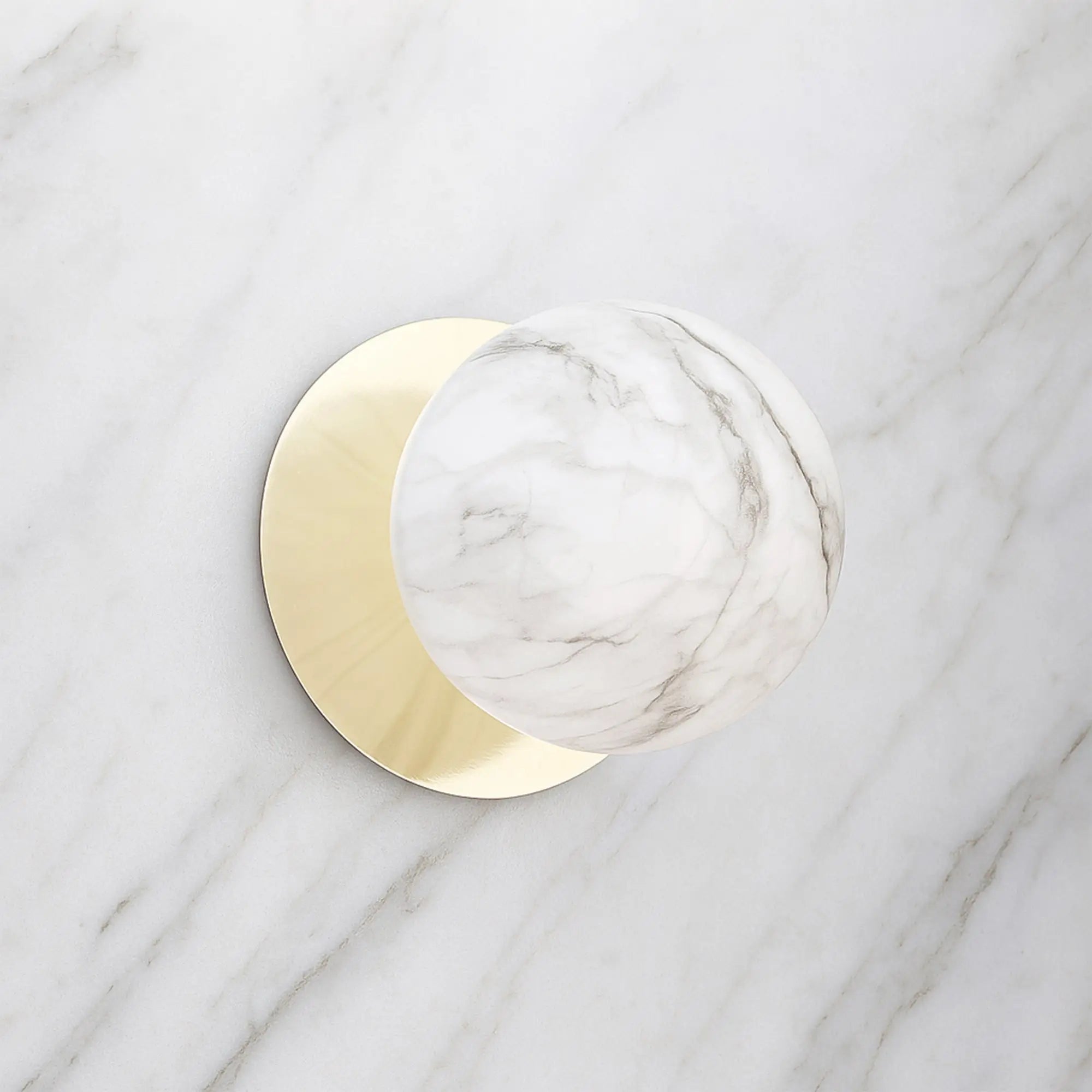 Odessa Marble Opal Glass LED Wall Light with Gold Base - White/Small