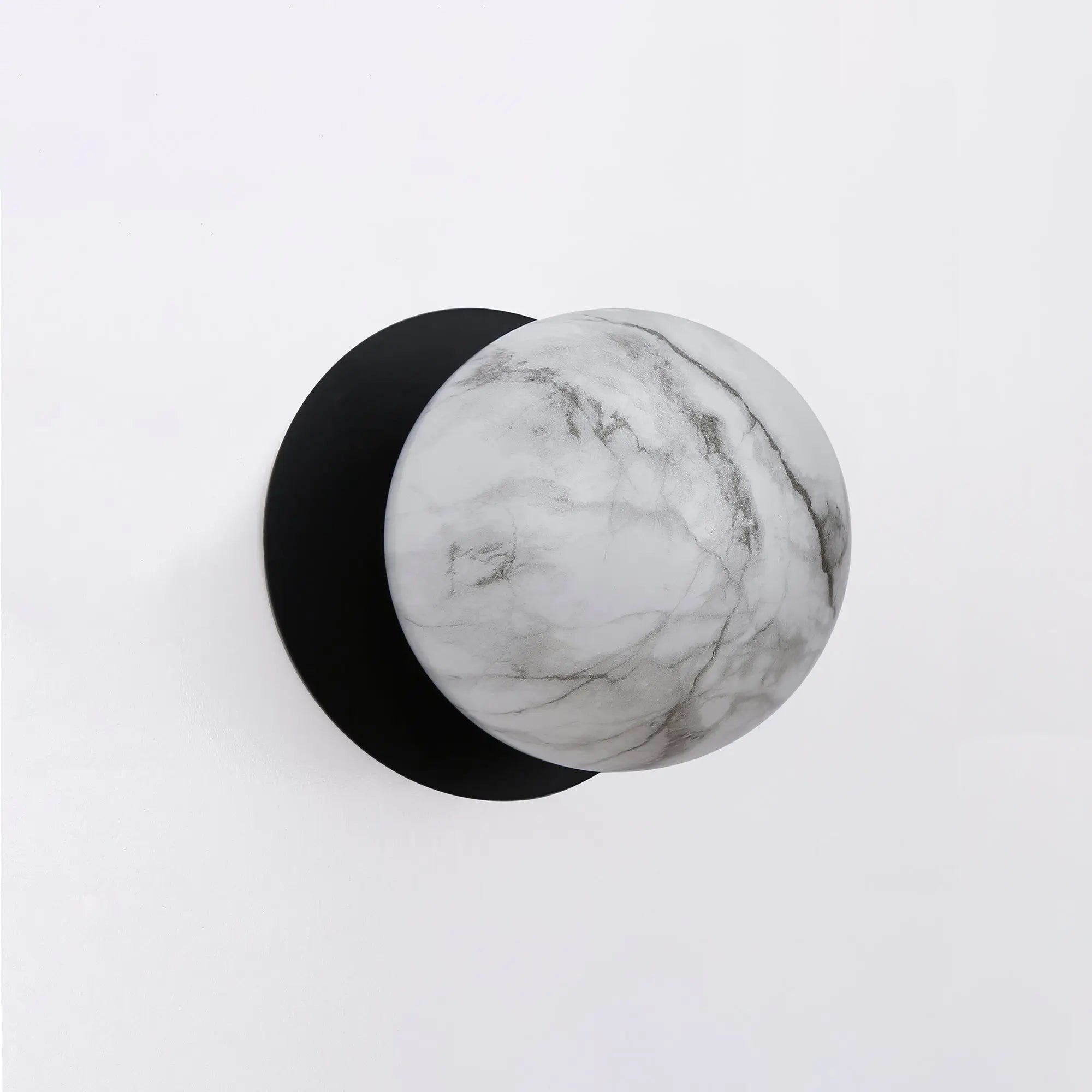 Odessa Marble Opal Glass LED Wall Light with Black Base - Warm White/Small