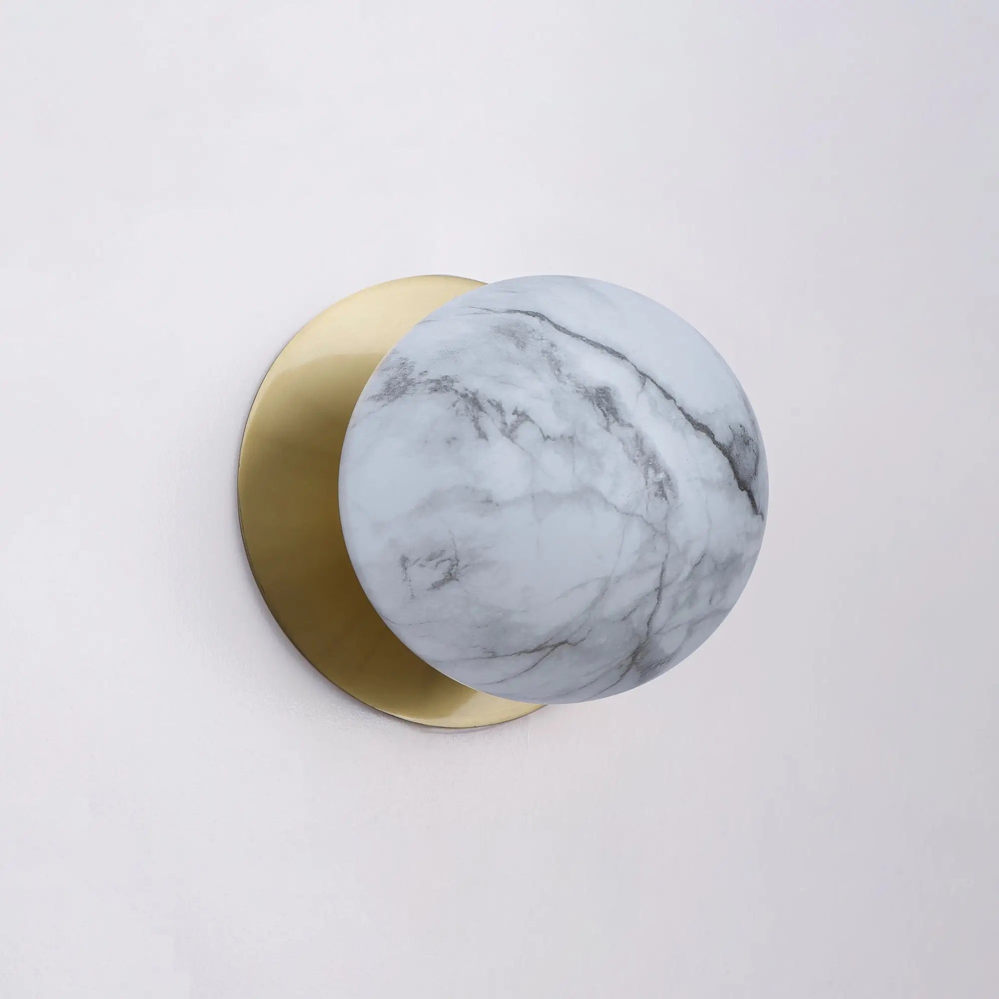 Odessa Marble Opal Glass LED Wall Light with Brass Base - White/Small