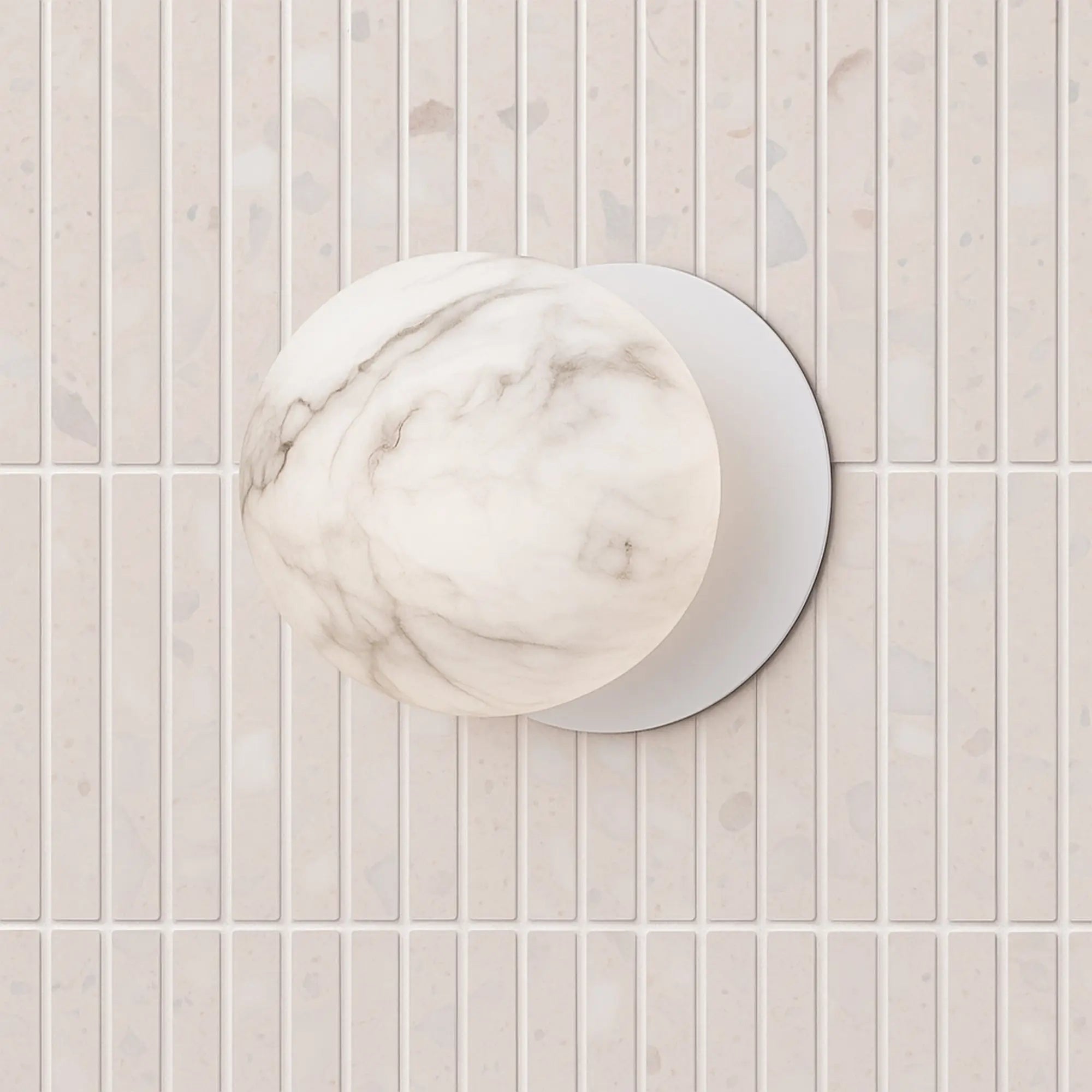 Odessa Marble Opal Glass LED Wall Light with White Base - White/Small