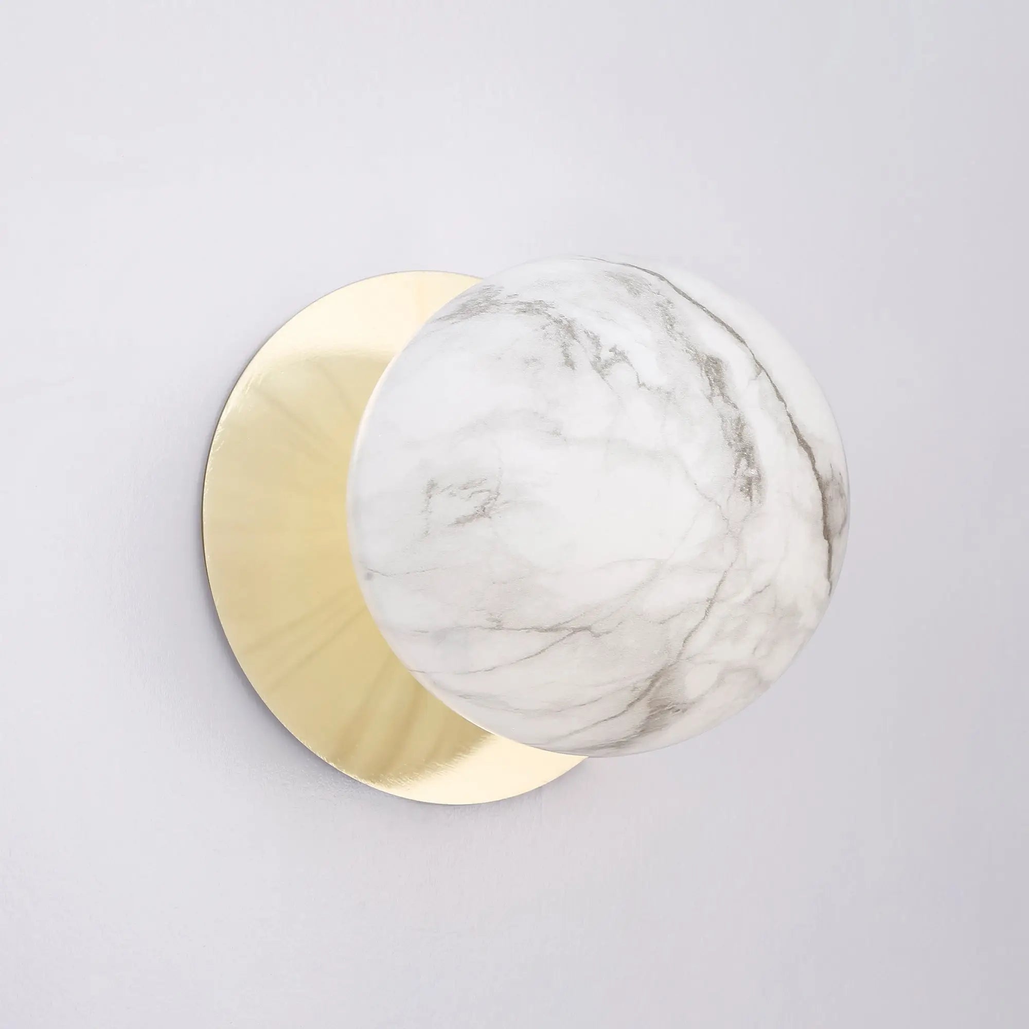 Odessa Marble Opal Glass LED Wall Light with Gold Base - White/Large