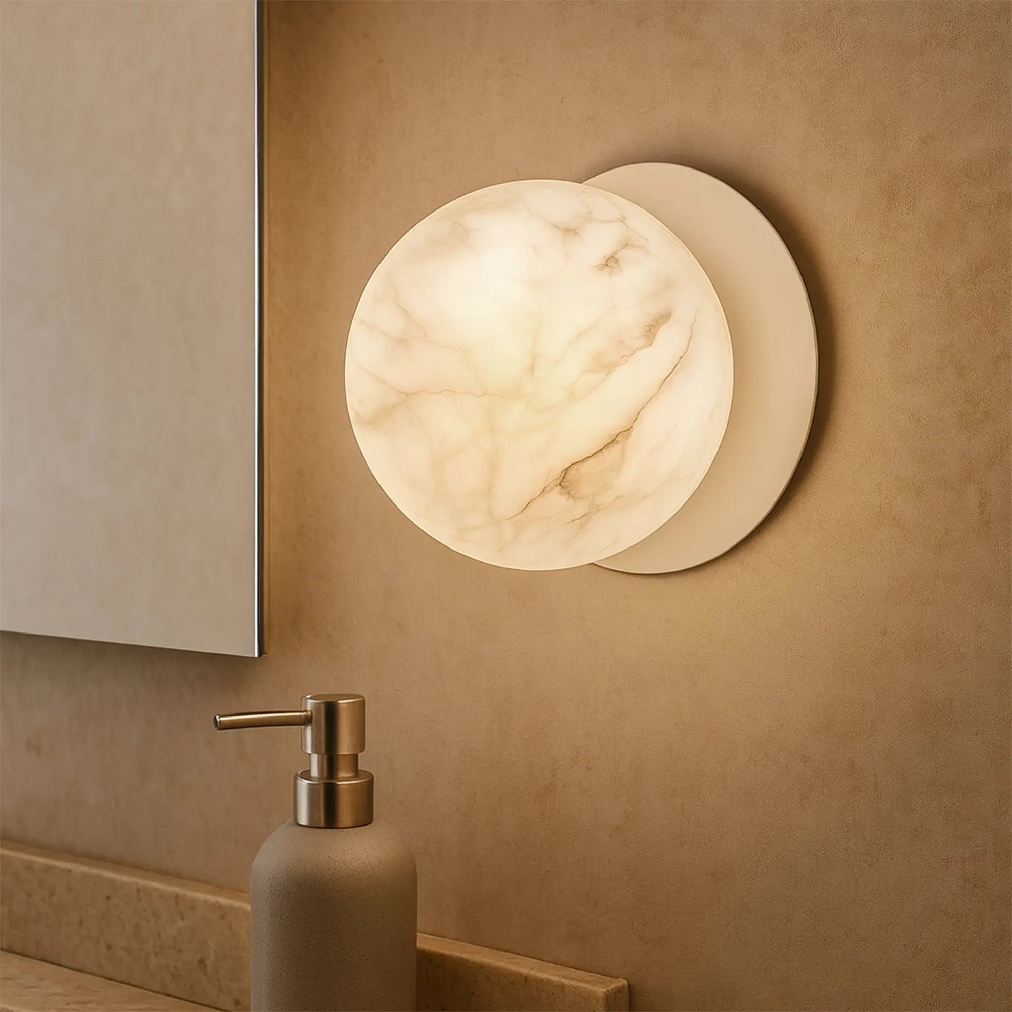 Odessa Marble Opal Glass LED Wall Light with White Base - Warm White/Large
