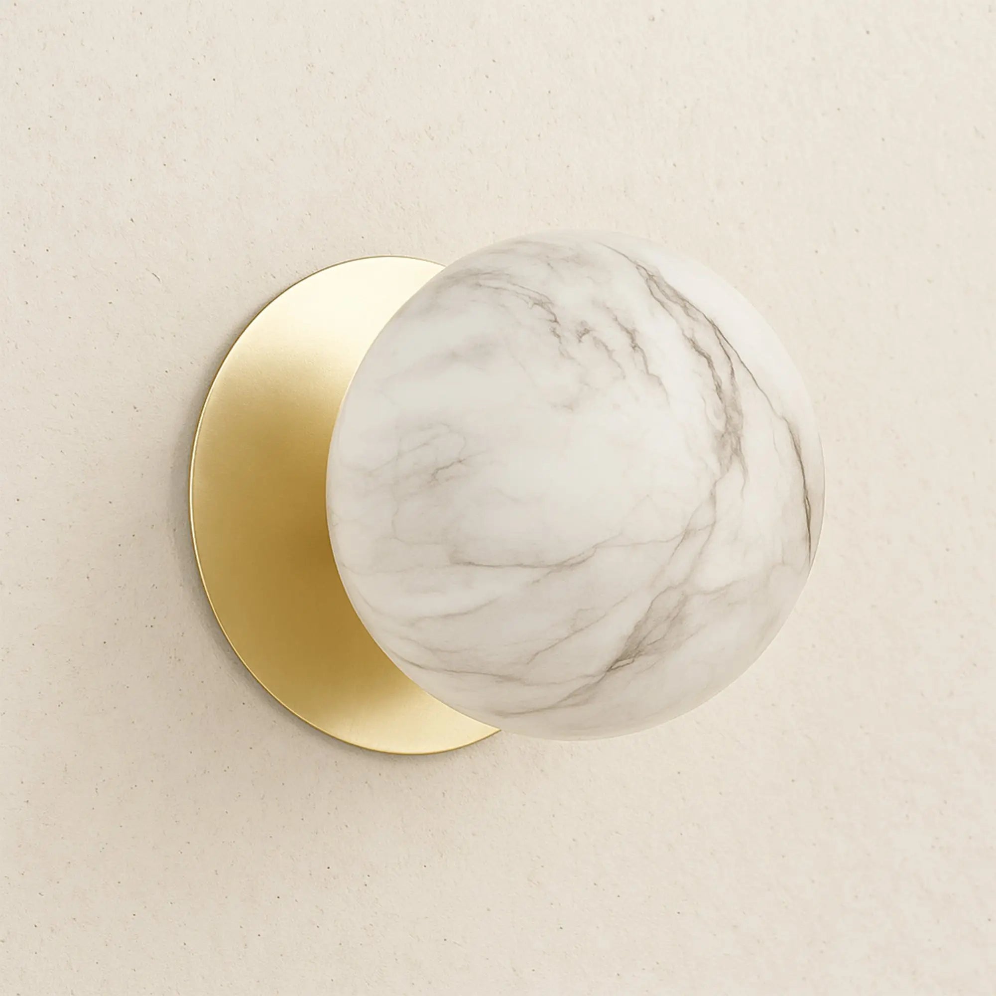 Odessa Marble Opal Glass LED Wall Light with Gold Base - White/Large