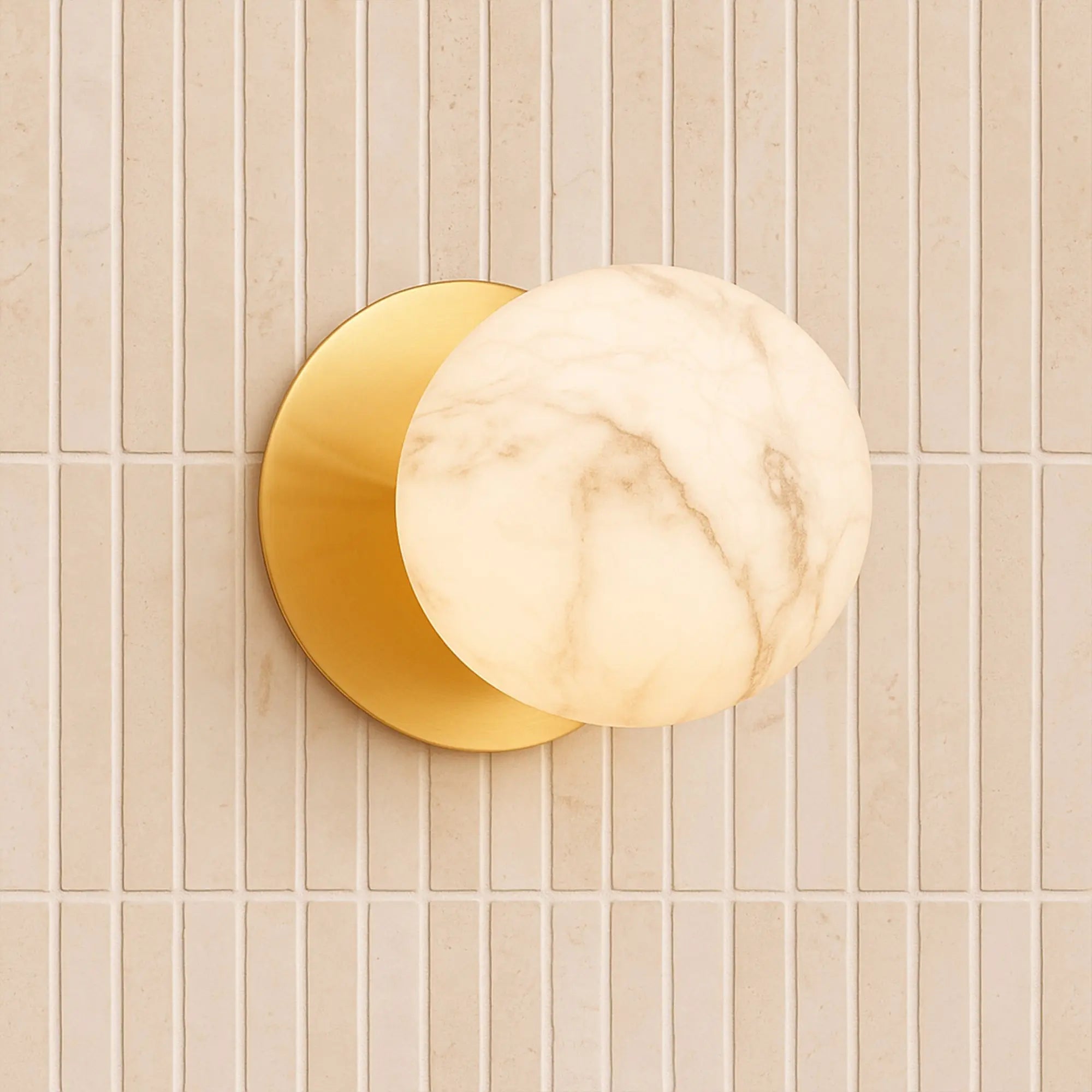Odessa Marble Opal Glass LED Wall Light with Brass Base - Warm White/Small