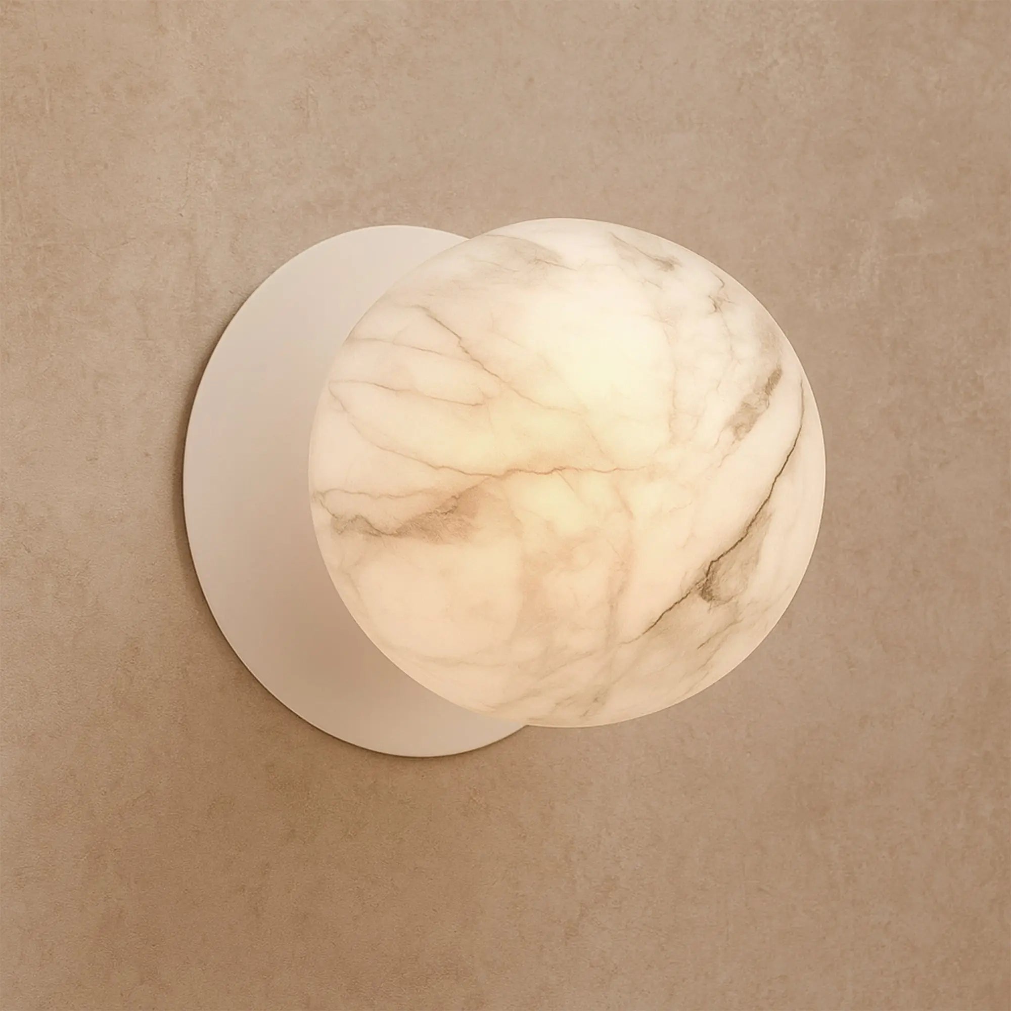 Odessa Marble Opal Glass LED Wall Light with White Base - Warm White/Large