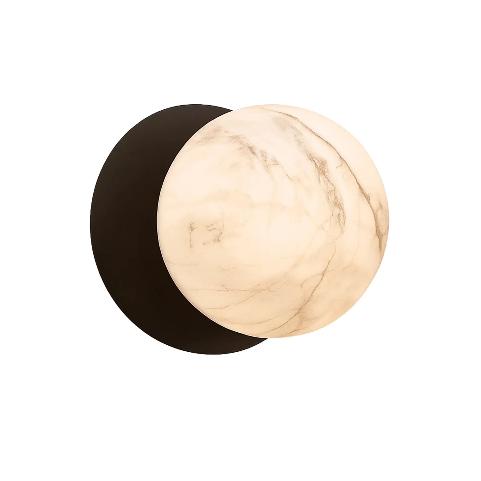 Odessa Marble Opal Glass LED Wall Light with Black Base - Warm White/Large