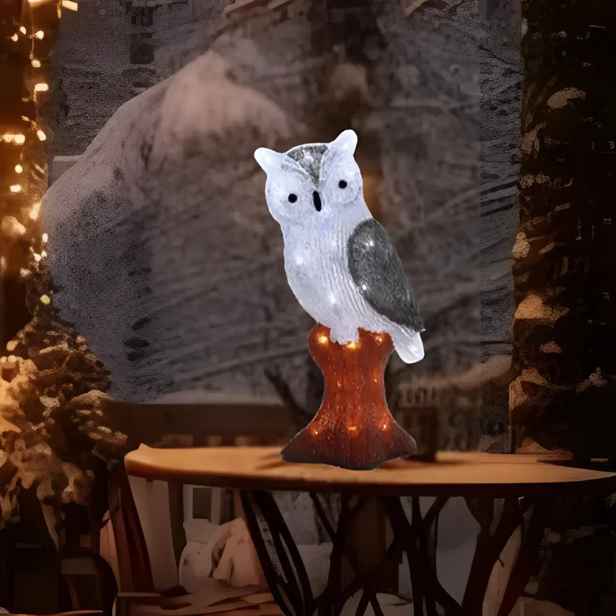 Lexi Lighting acrylic owl white Christmas décor with LED lights