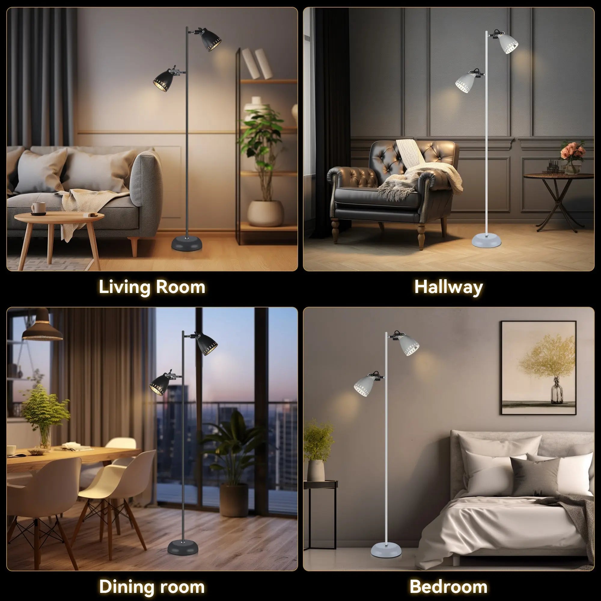 Lexi Lighting Audrey Floor Lamp Black Adjustable Dual