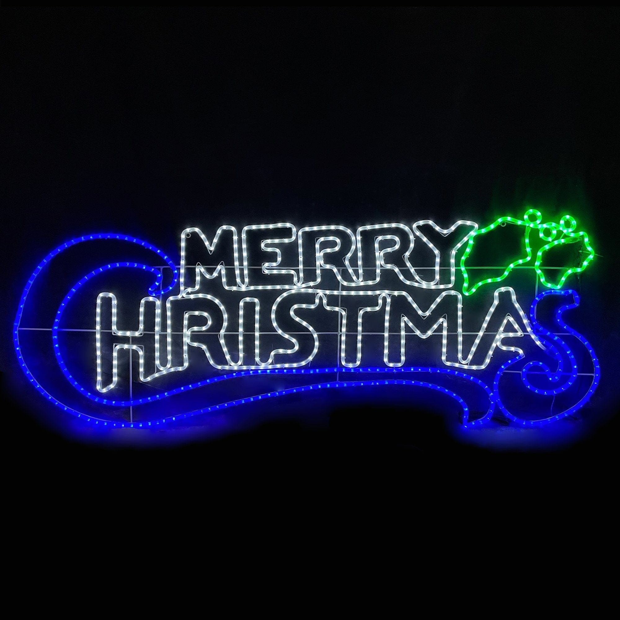 Lexi Lighting Christmas Ceiling & Wall Decoration White + Blue 185cm Christmas Sign - 4 Colour Options LL0013R022WB-P
