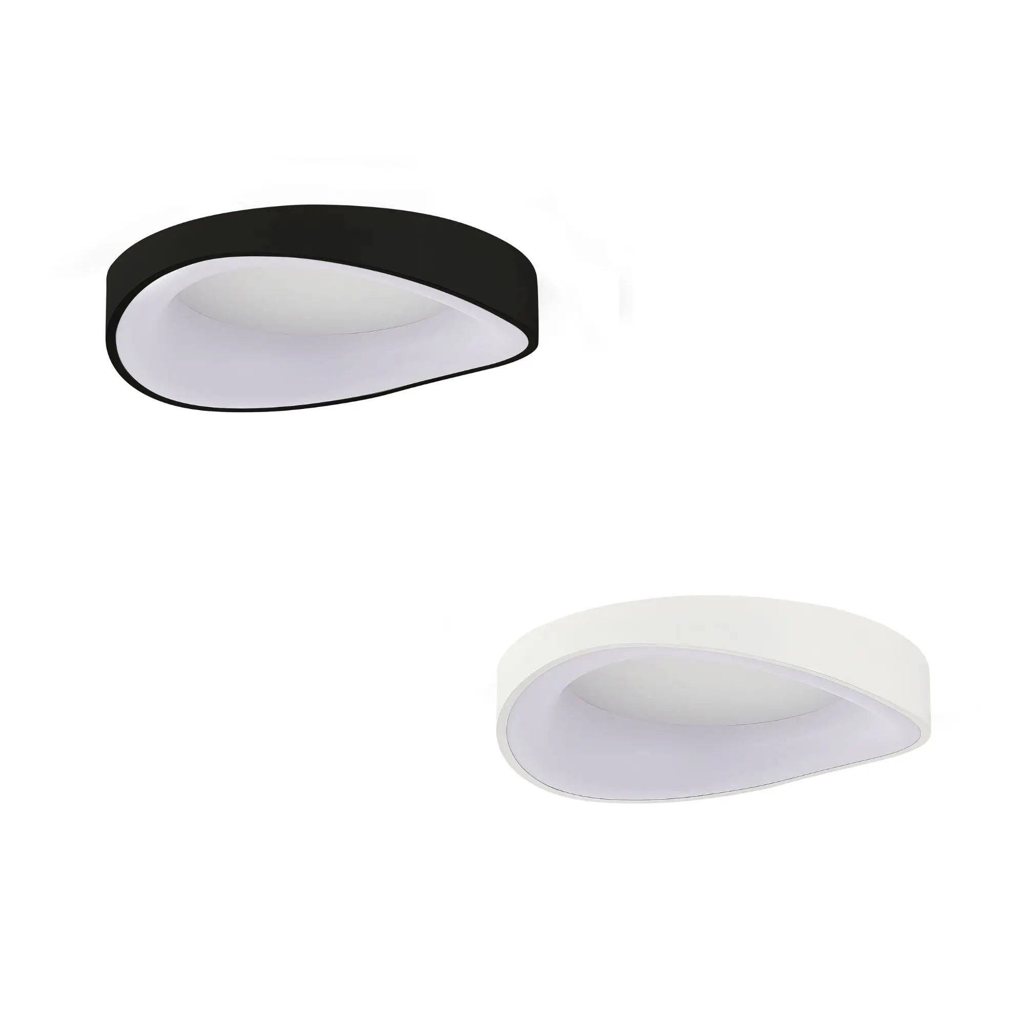 Hayley 40W LED ceiling light in black and white, 50cm round flush-mount
