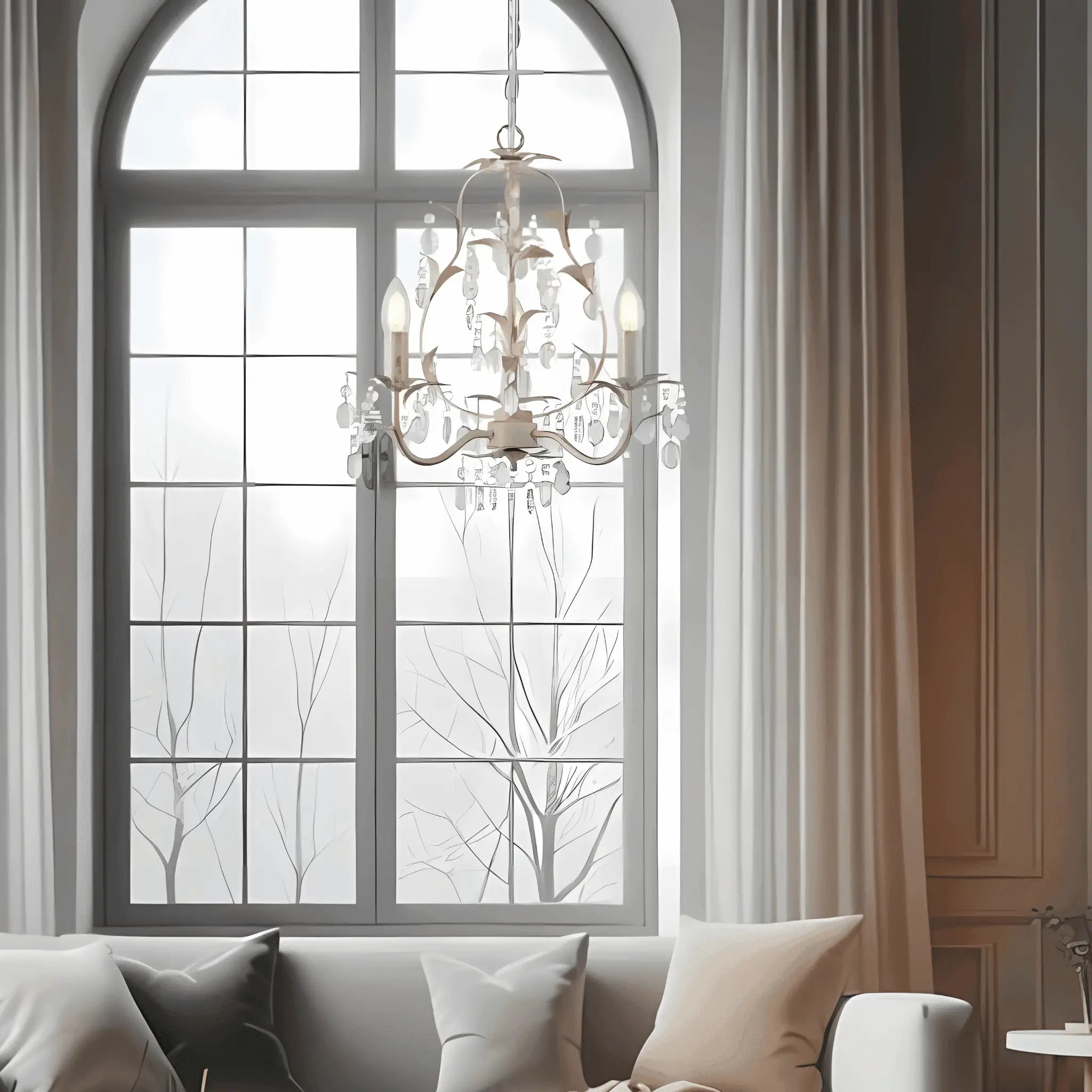Lexi Stella 3 Light Crystal Pendant | Ivory & Brushed Gold Chandelier Australia