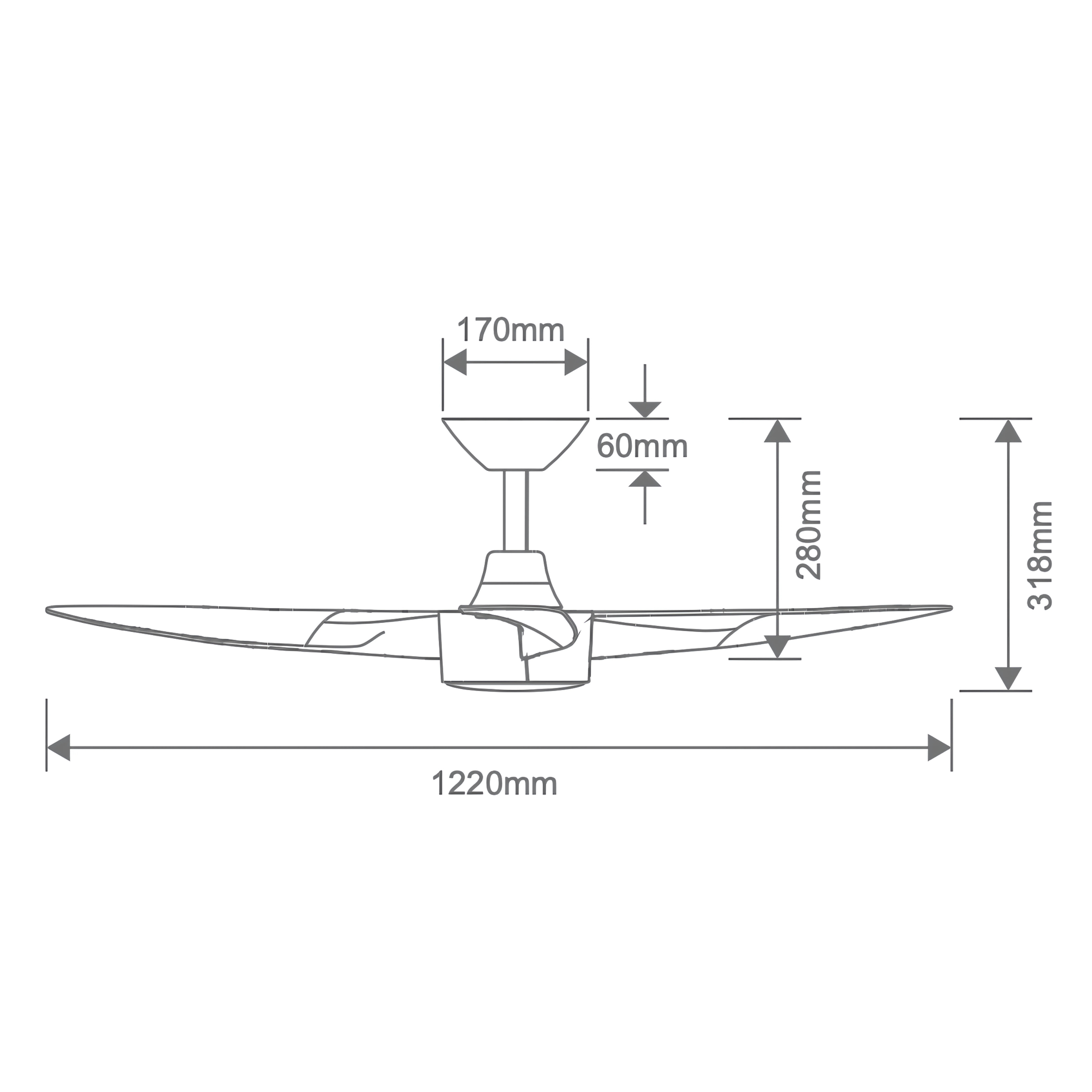 Domus Blast 48" White DC Fan - Remote control for easy speed and mode adjustment