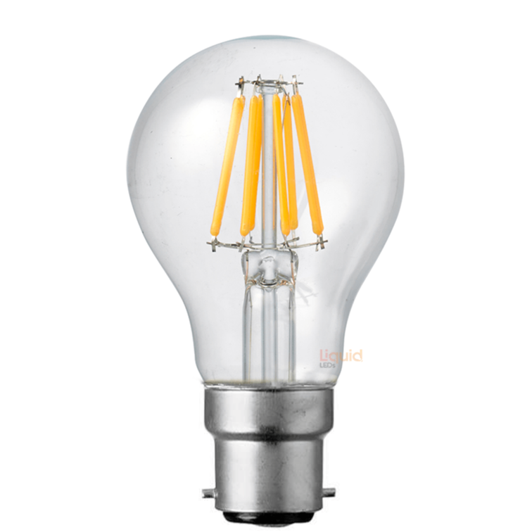 LiquidLEDs Lighting LED Light Bulbs 8W 12-24 Volt DC GLS Dimmable LED Light Bulb (B22) Clear in Warm White F822-A60-C-12V-27K
