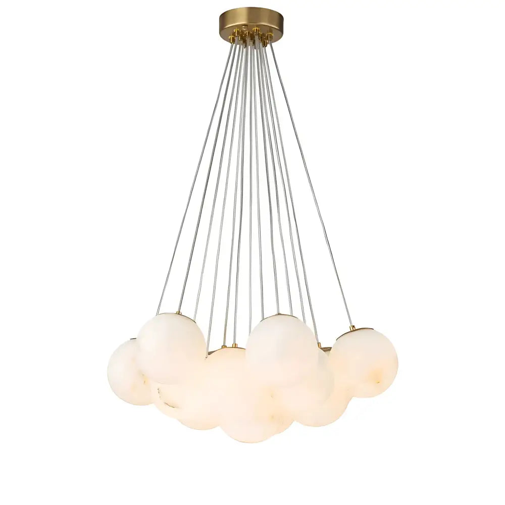 Green Earth Lighting Australia Chandeliers MADISON Cloud Brass 13 Light Alabaster Orb Pendant 20848