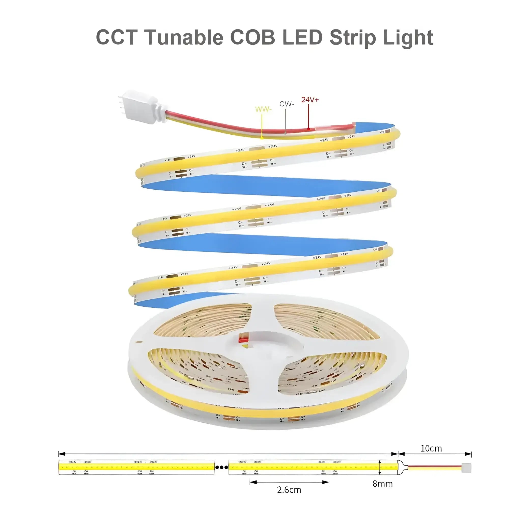 Tunable White Cob Strip Light Kit Dotless 10w Smart