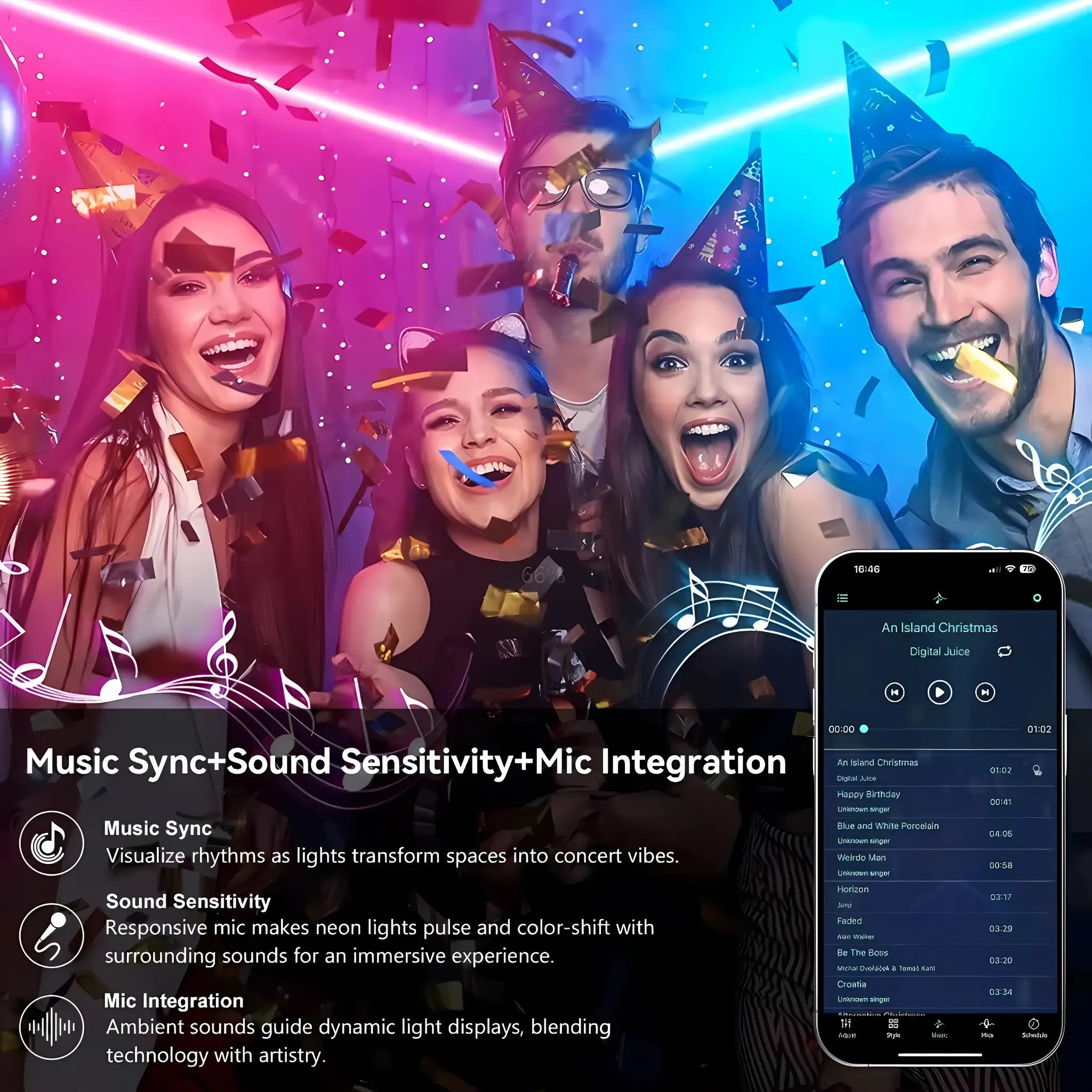 Lumaflex Vibe Rgb Neon Led Strip Light Kit Smart App