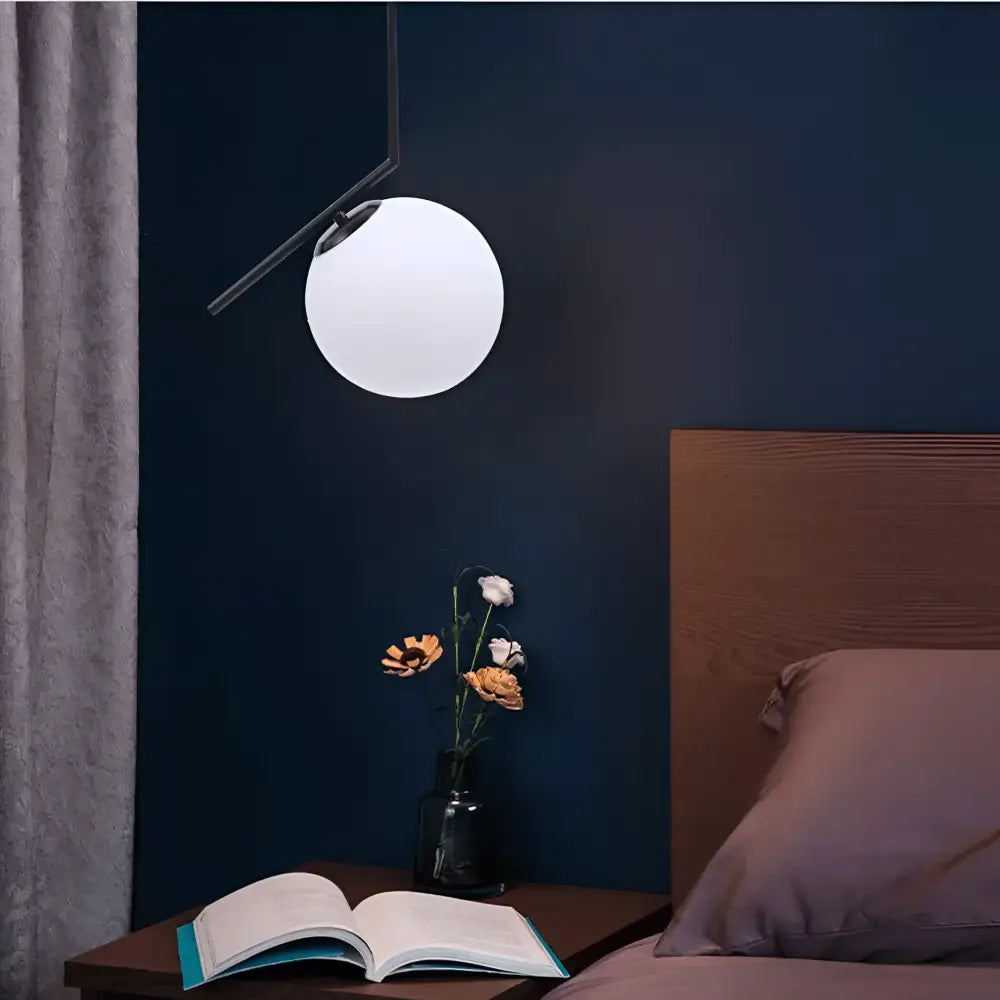 Green Earth Lighting Australia Pendant Light LUNA Matte Black Glass Ball Single Pendant Light GE250B