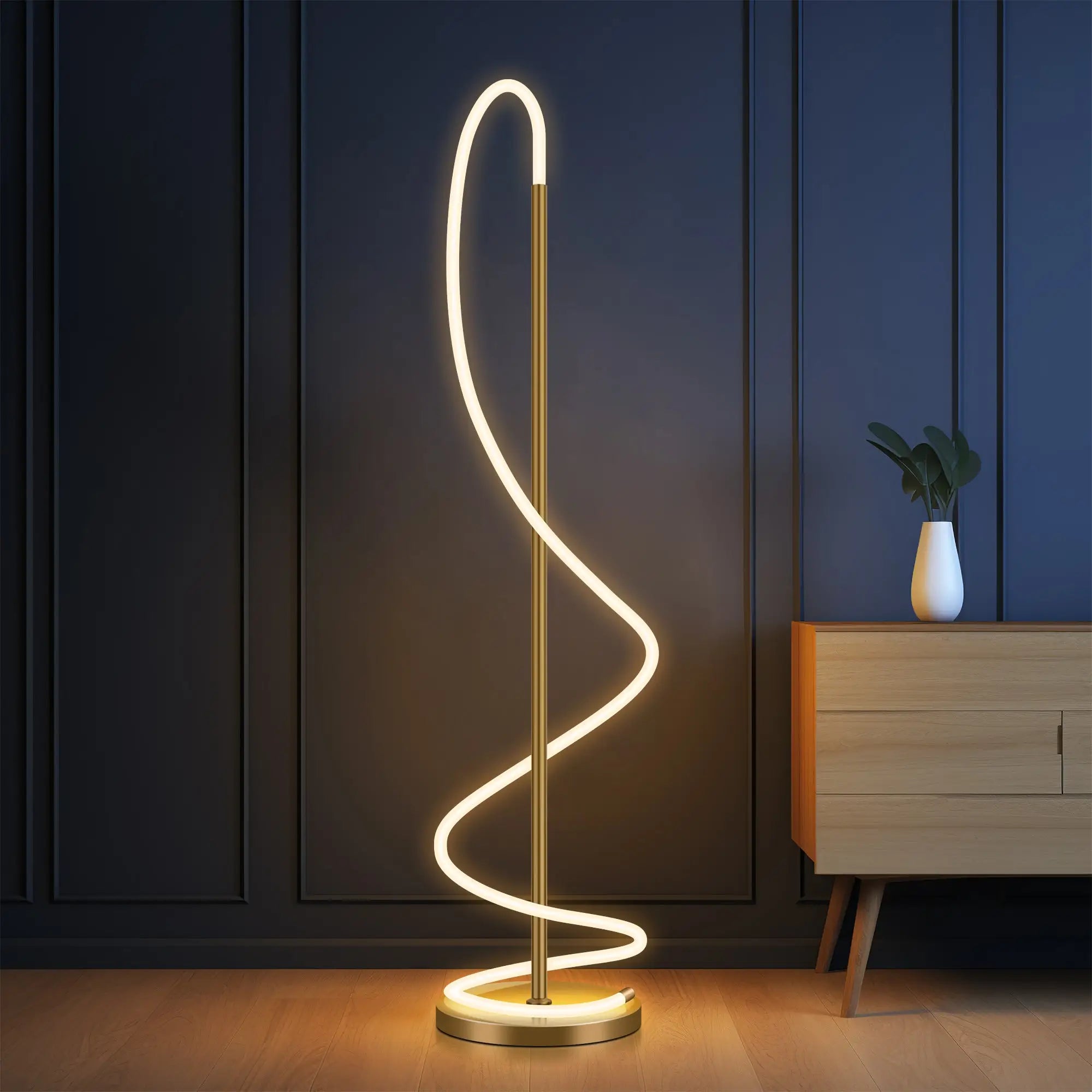 Lyona Led Floor Lamp - Gold Lexi Lighting