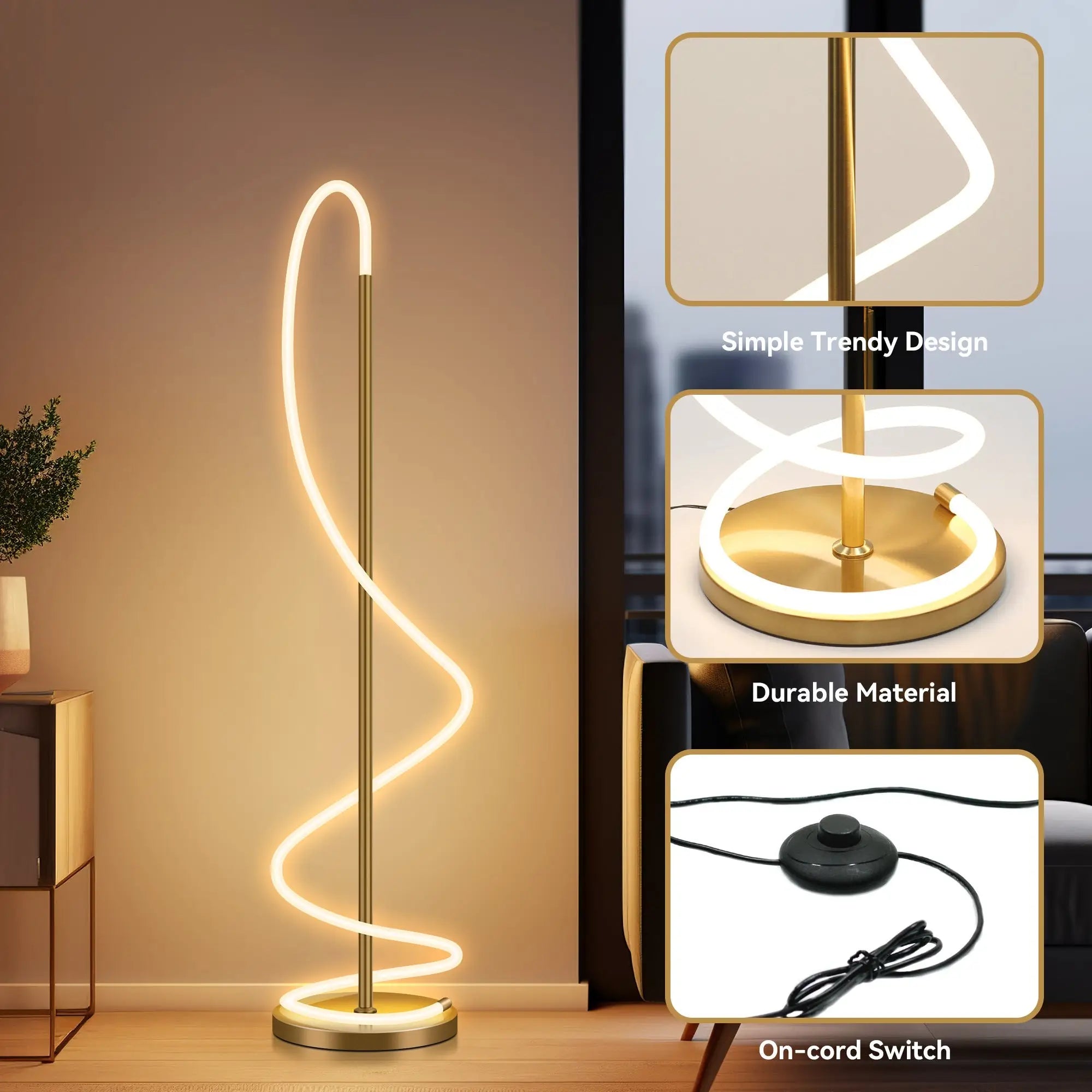 Lyona Led Floor Lamp - Gold Lexi Lighting