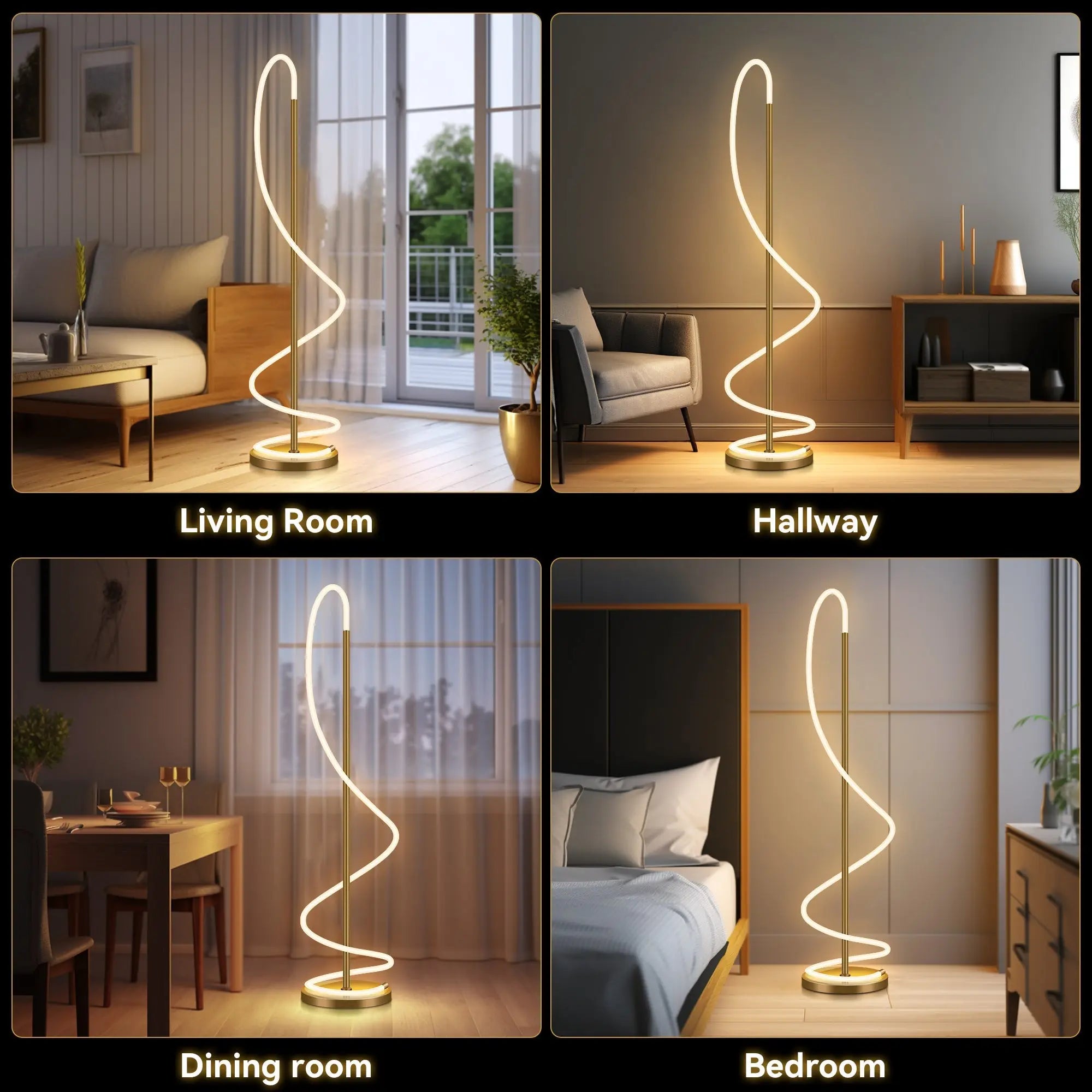 Lyona Led Floor Lamp - Gold Lexi Lighting
