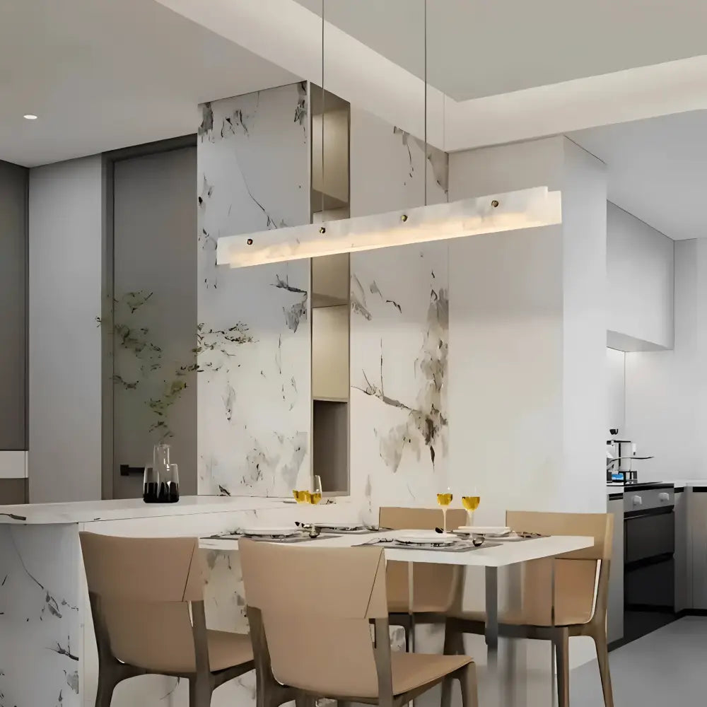 Close-up of Spanish marble veining on the Madison Luxe+ LED pendant