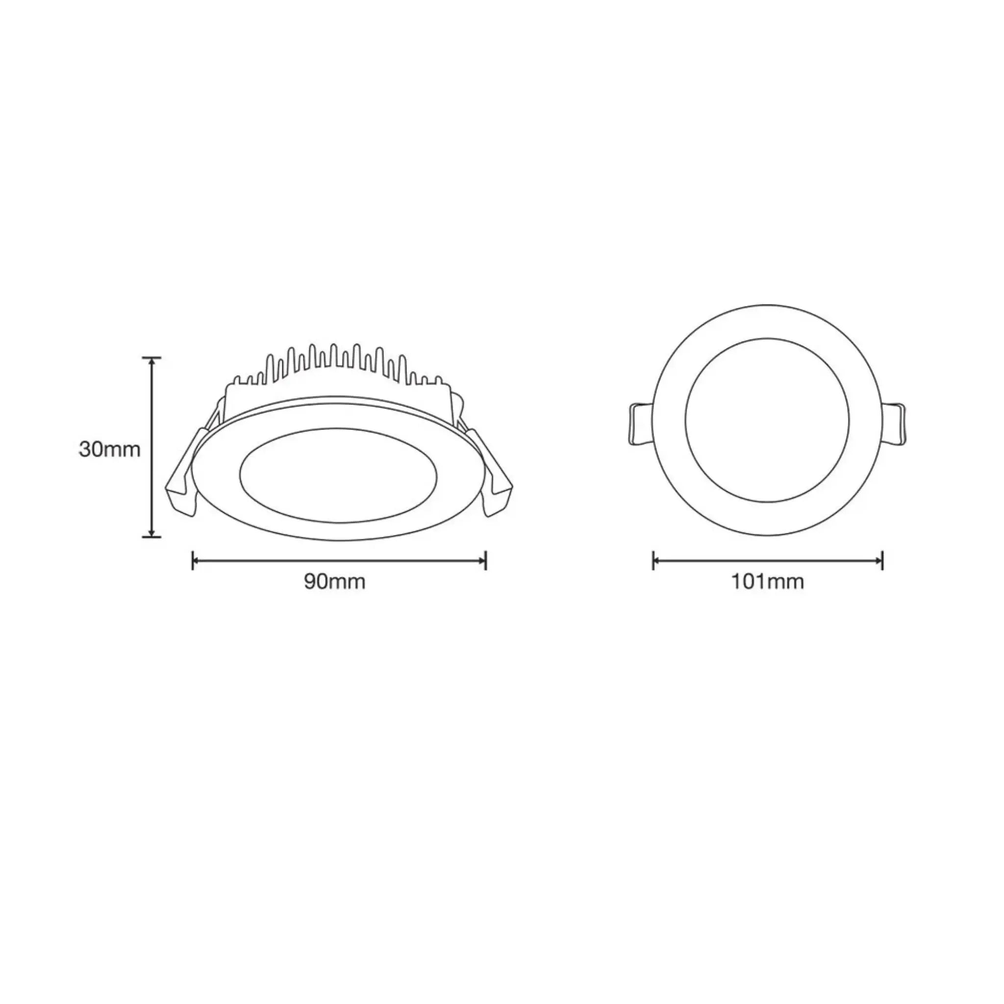 Martec Ultra 10W Tri-Colour LED Dimmable Recessed Ceiling Light - 90mm