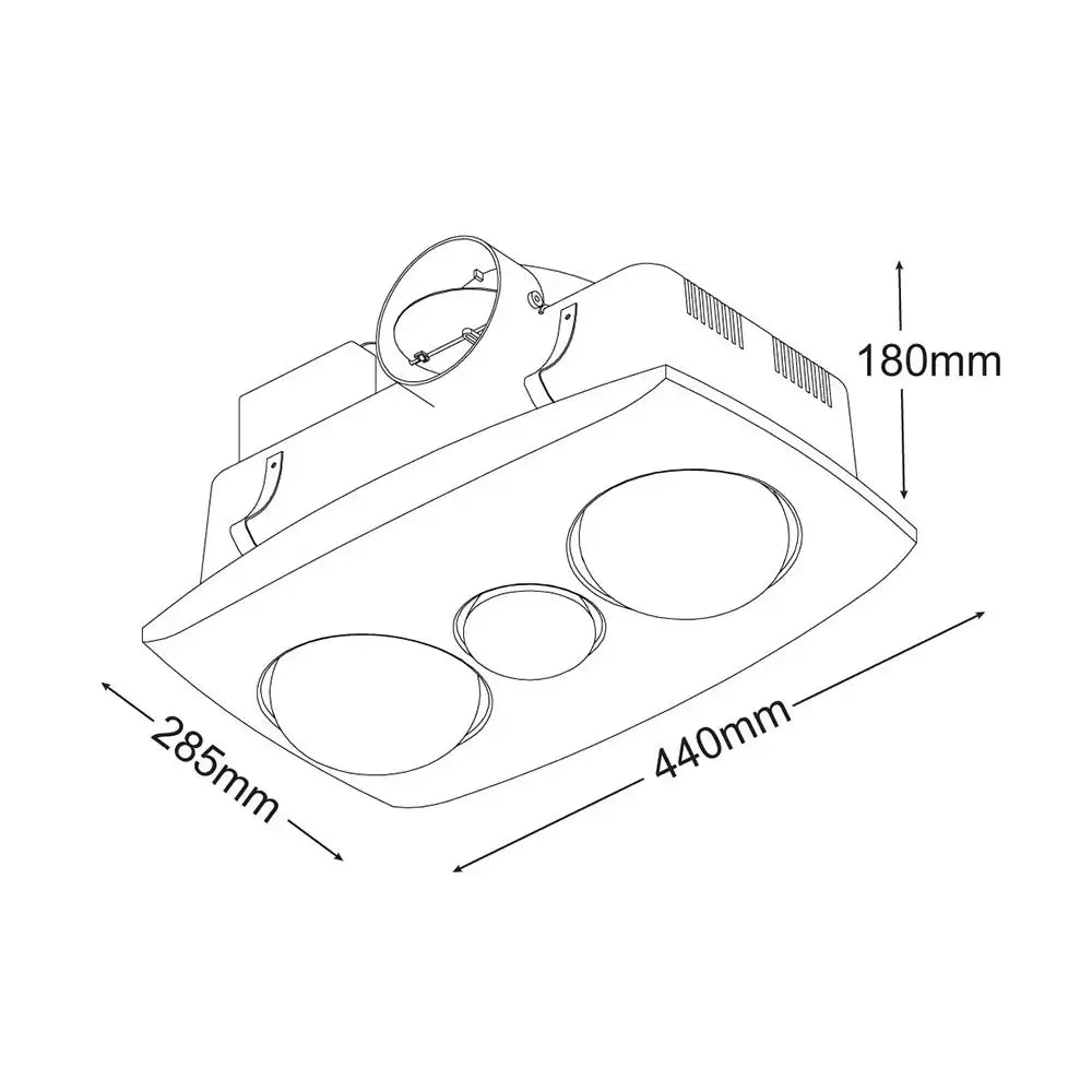 Martec Contour 2 3-in-1 Bathroom Heater Exhaust Fan and Led Light