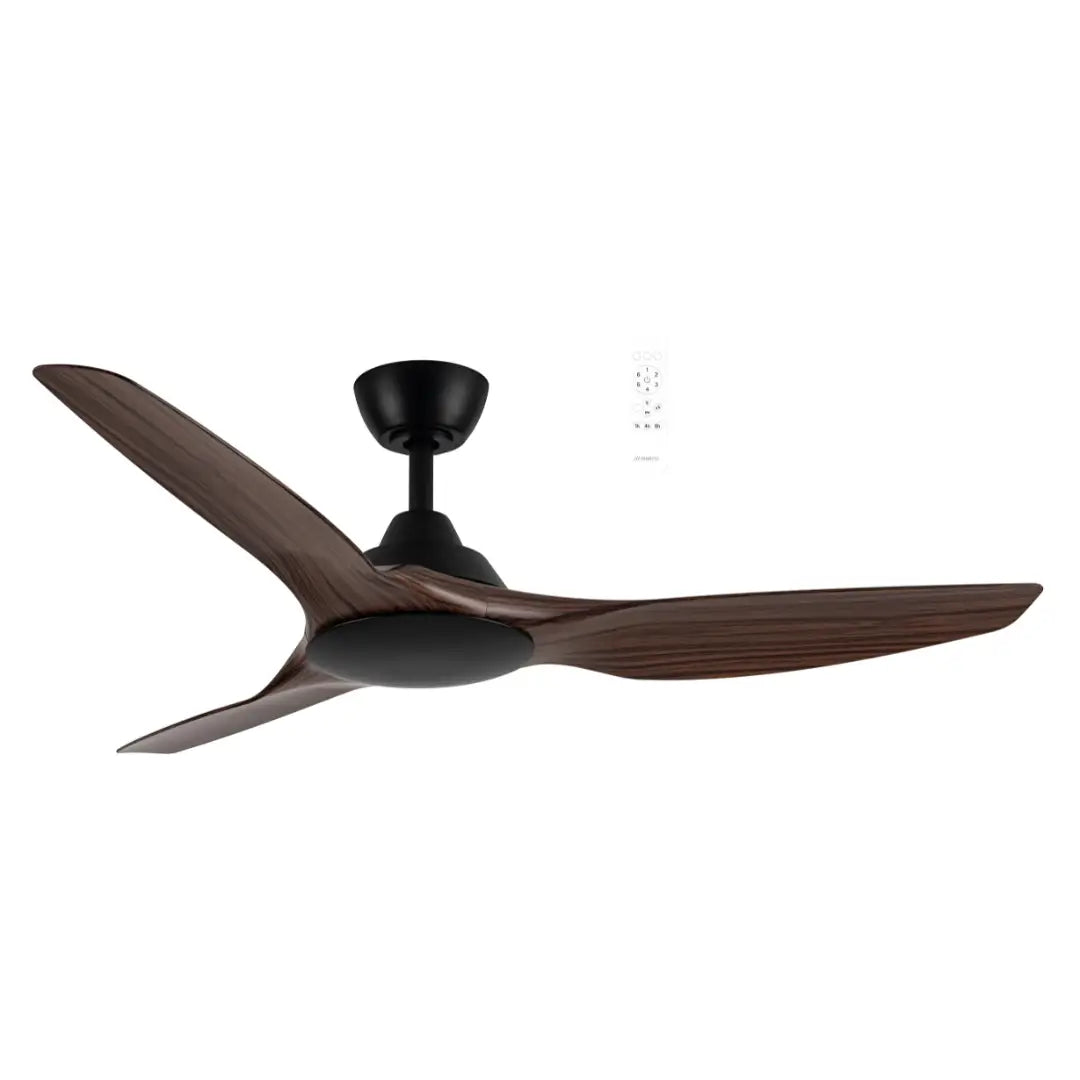 Martec Impact Dc Smart Ceiling Fan 52 Inch Wifi Remote - Matt Black / Walnut