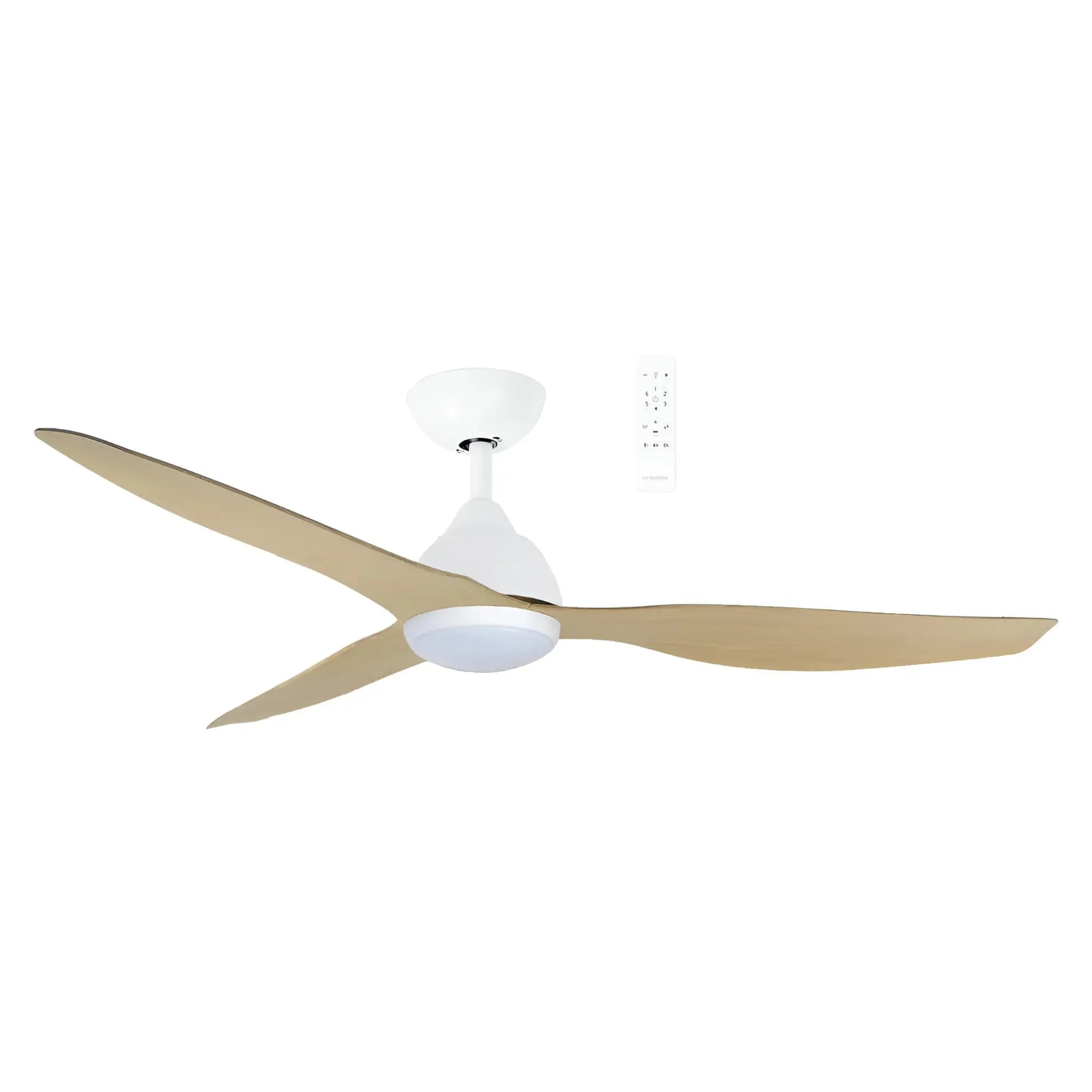 Martec Avoca 52 Inch Smart Ceiling Fan with Led Light - Matt White and Oak