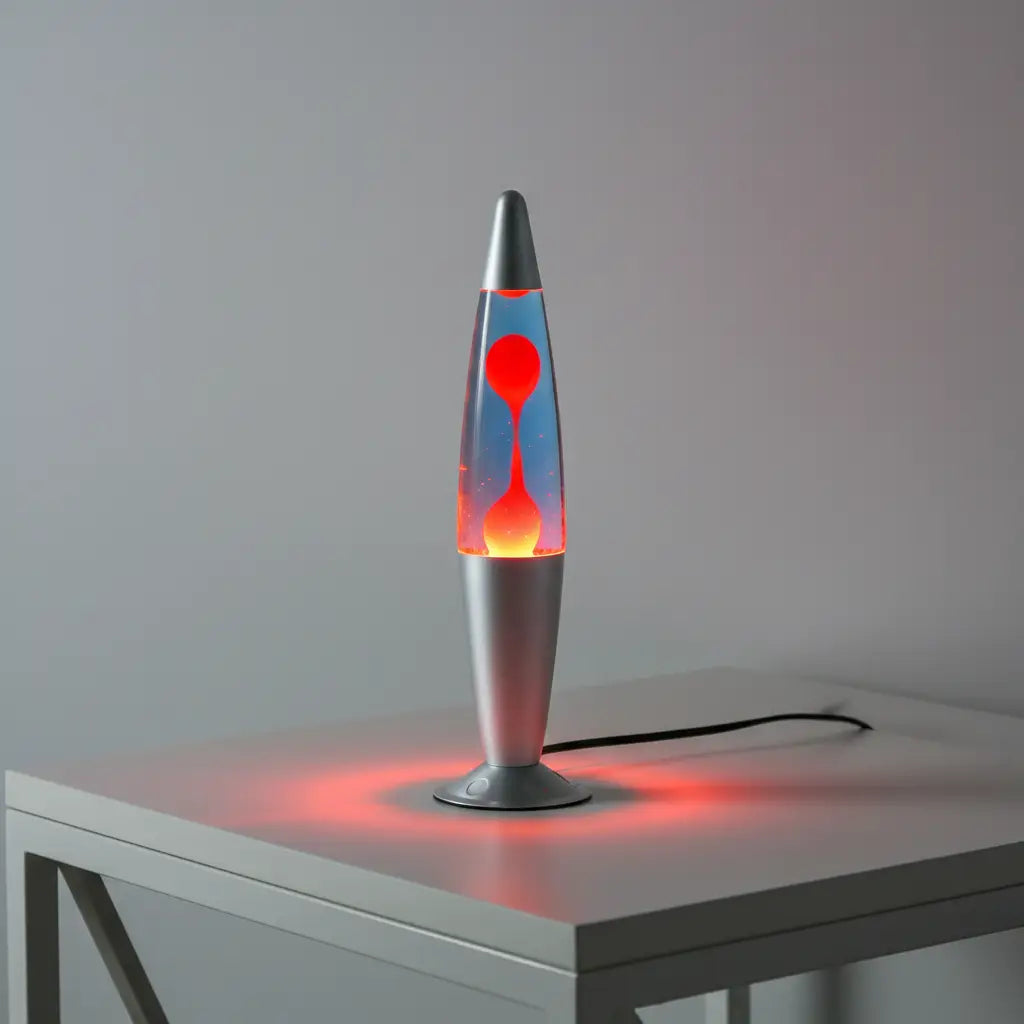 MDI peace motion lava lamp silver red blue