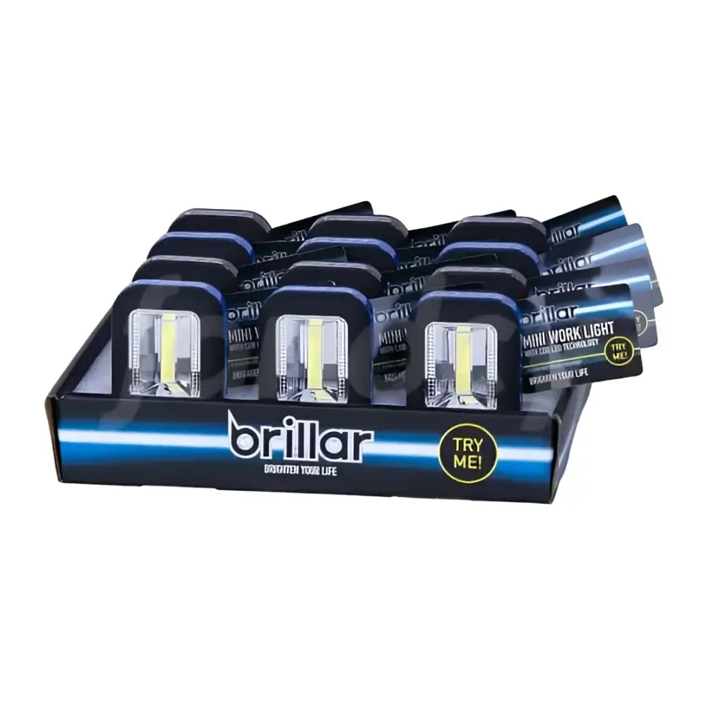Brillar Electrical Counter display carton of 12 Mini Work Light - Black BR0040/12