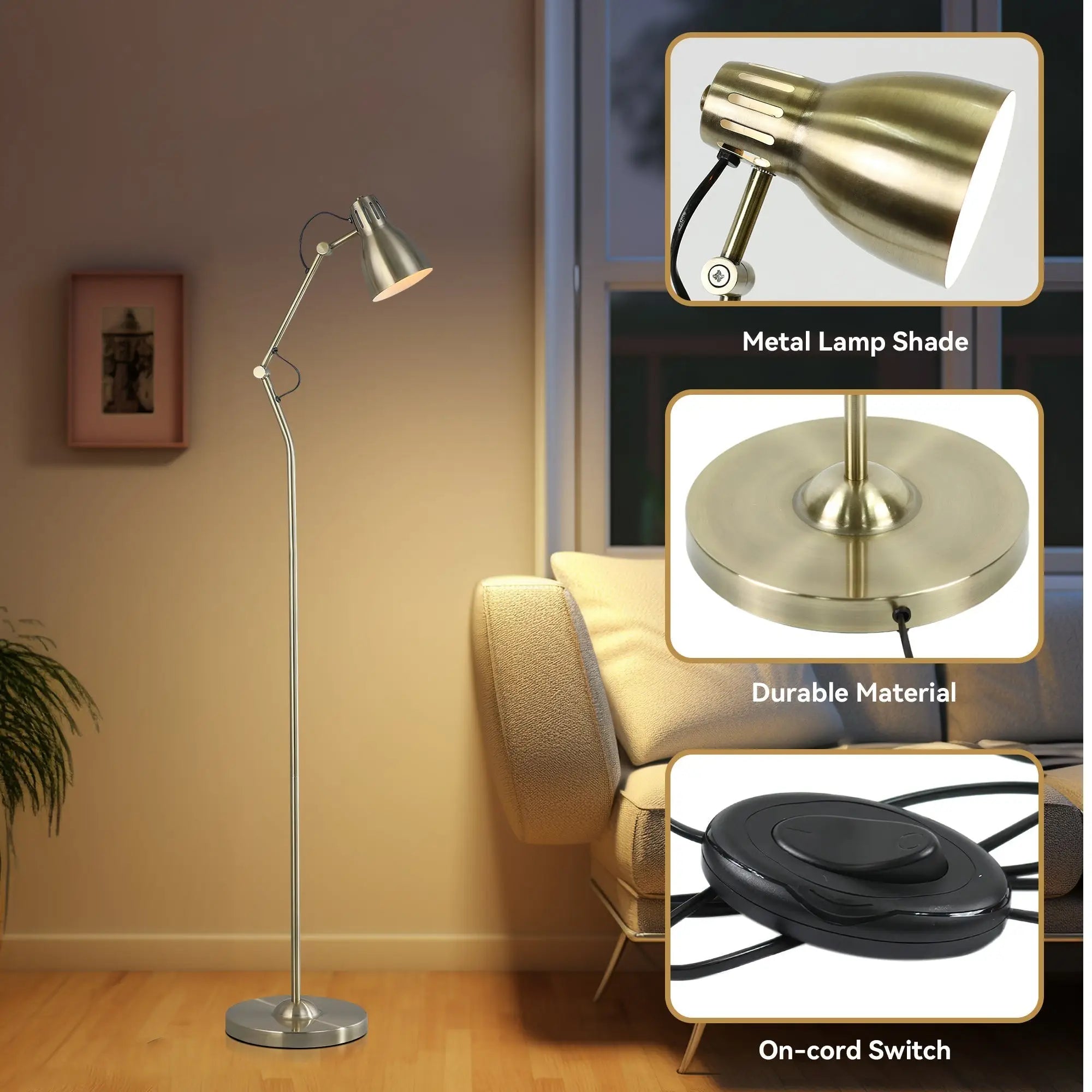 Nord Metal Floor Lamp - Antique Brass Lexi Lighting
