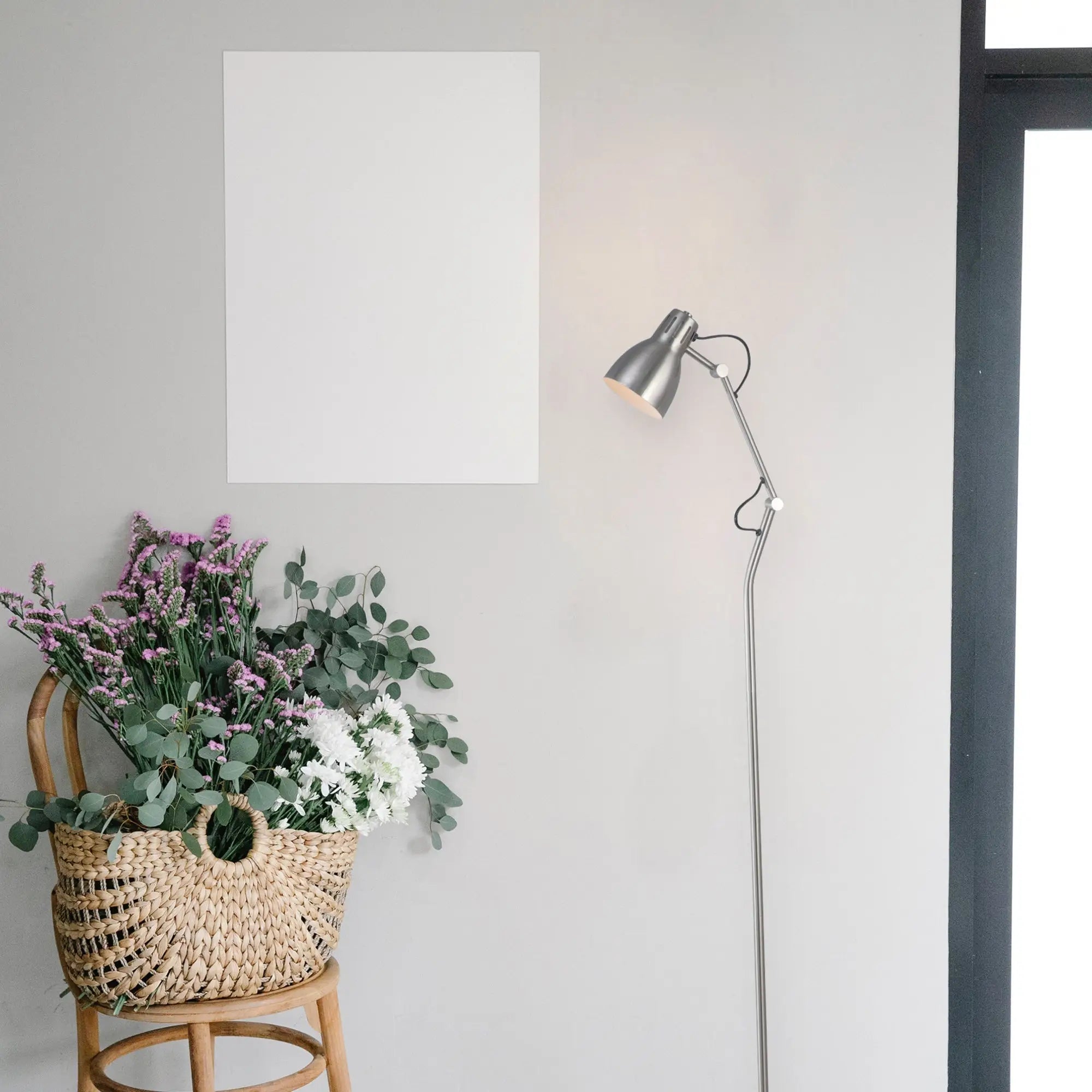 Nord Metal Floor Lamp - Satin Chrome Lexi Lighting
