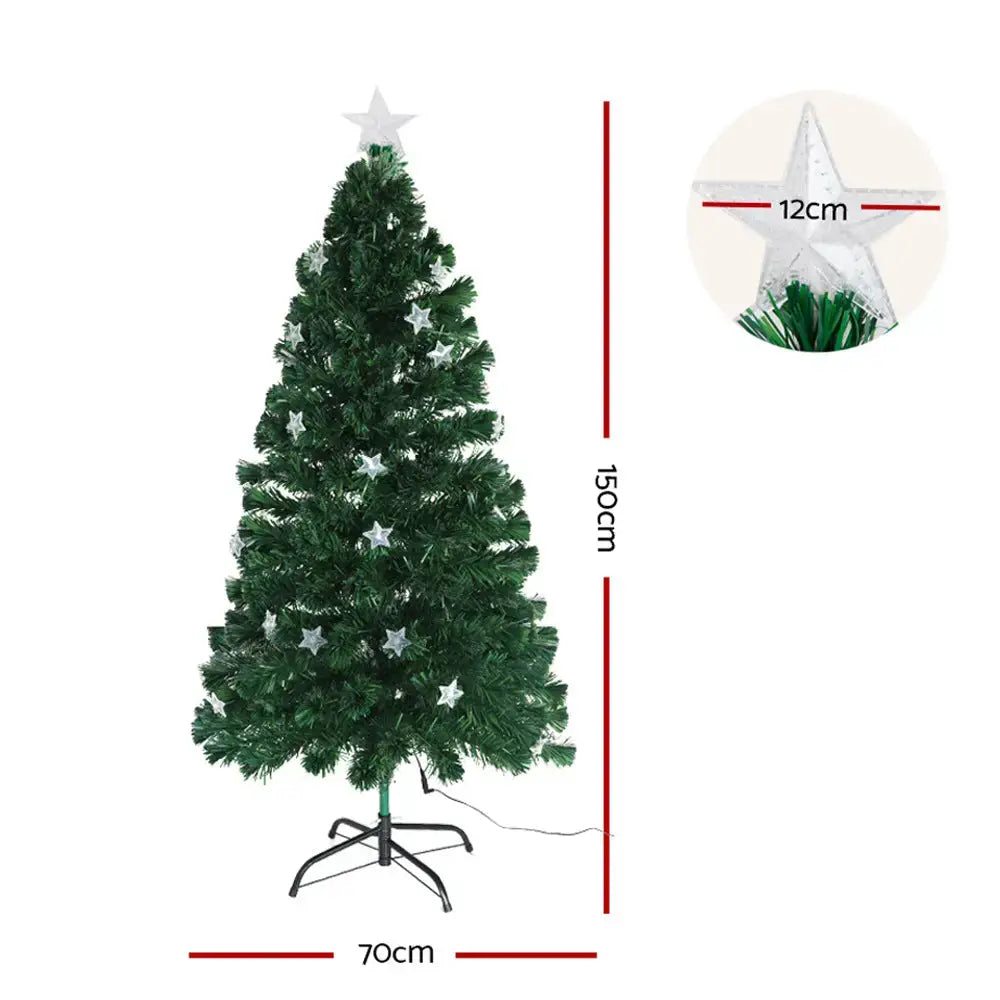 Jingle Jollys 1.5m Fibre Optic Led Xmas Tree Multi Colour