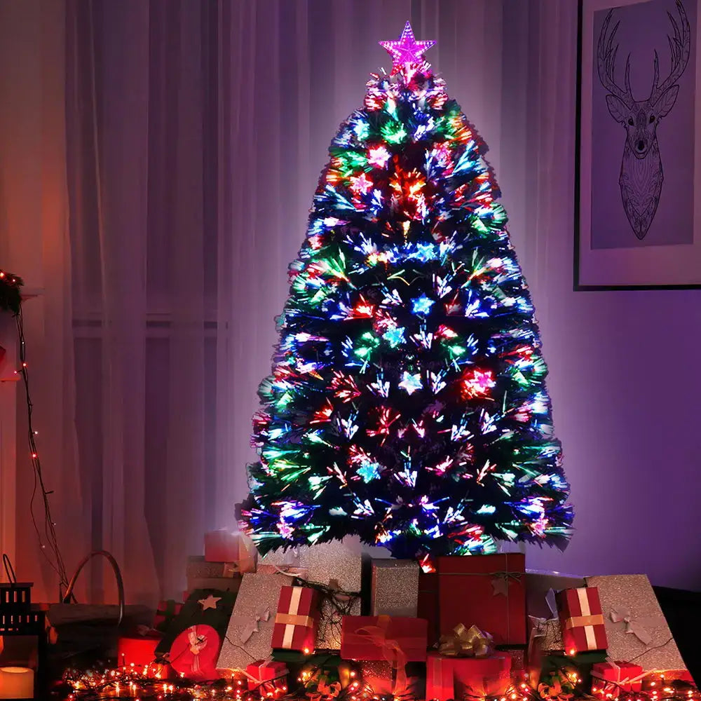 Jingle Jollys 1.5m Fibre Optic Led Xmas Tree Multi Colour